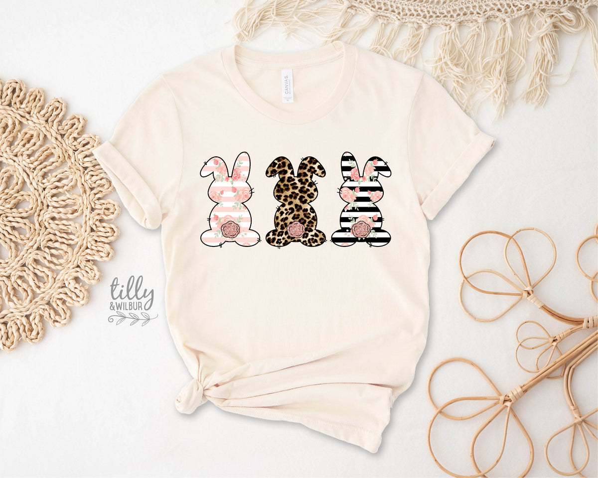 Cute Easter Bunny Shirt | Floral Leopard Bunny Shirt | Easter Bunny Outfit | Bunny Graphic Shirt | Kids Baby Adult Easter Shirt