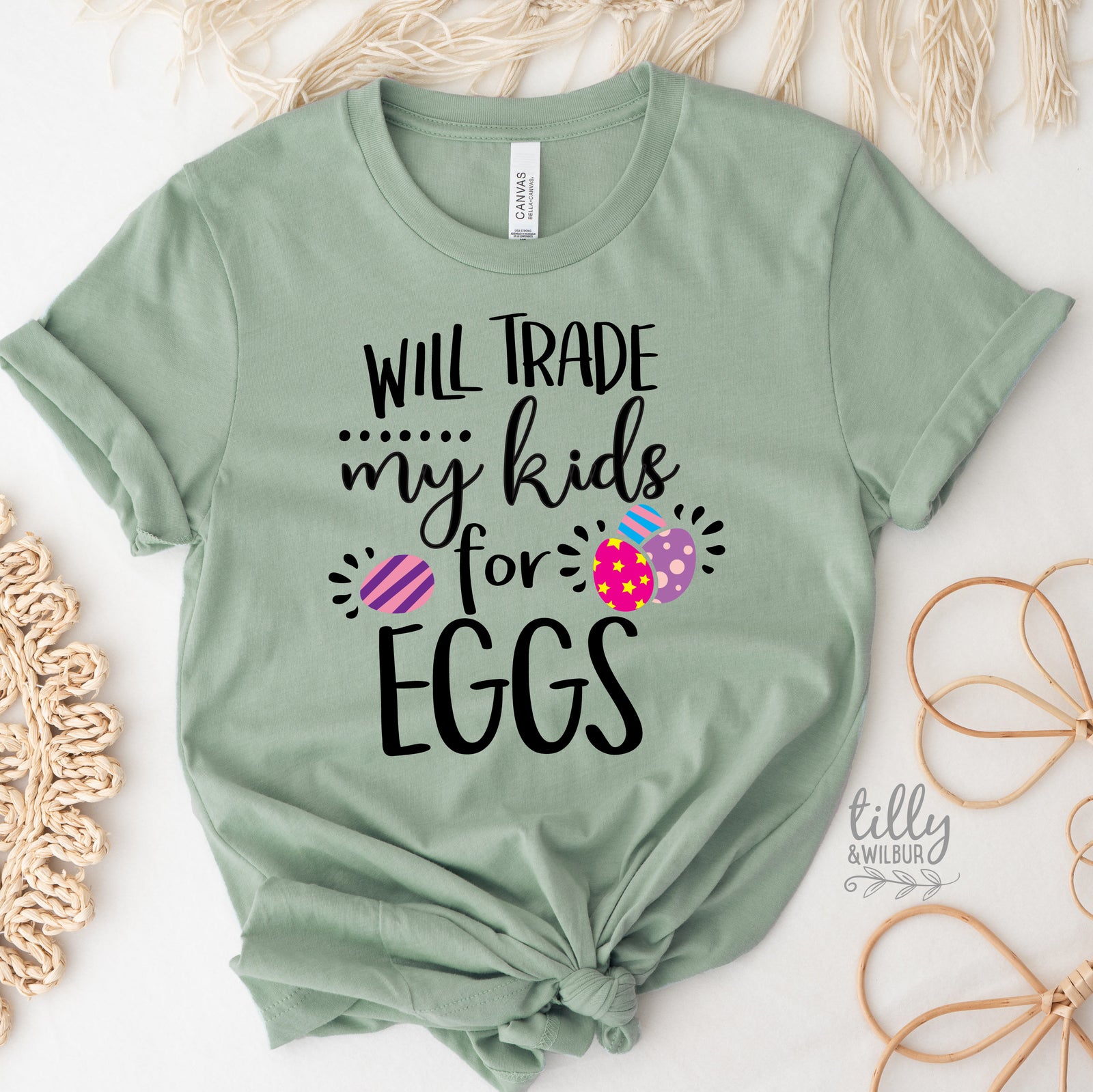 Funny Easter Shirt | Will Trade My Kids for Eggs Shirt | Mom Easter Shirt | Easter Egg Hunt Shirt | Cute Easter Outfit