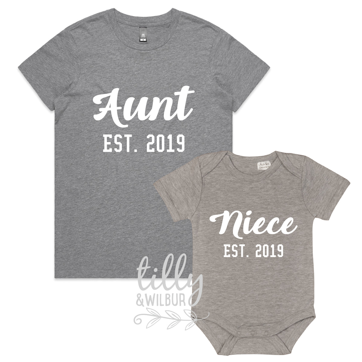 Personalised Aunt Est. &amp; Niece Est. Matching Set