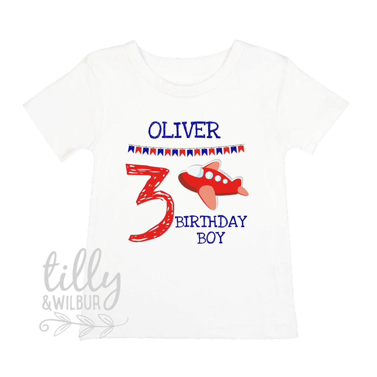 3rd Birthday T-Shirt With Plane and Name