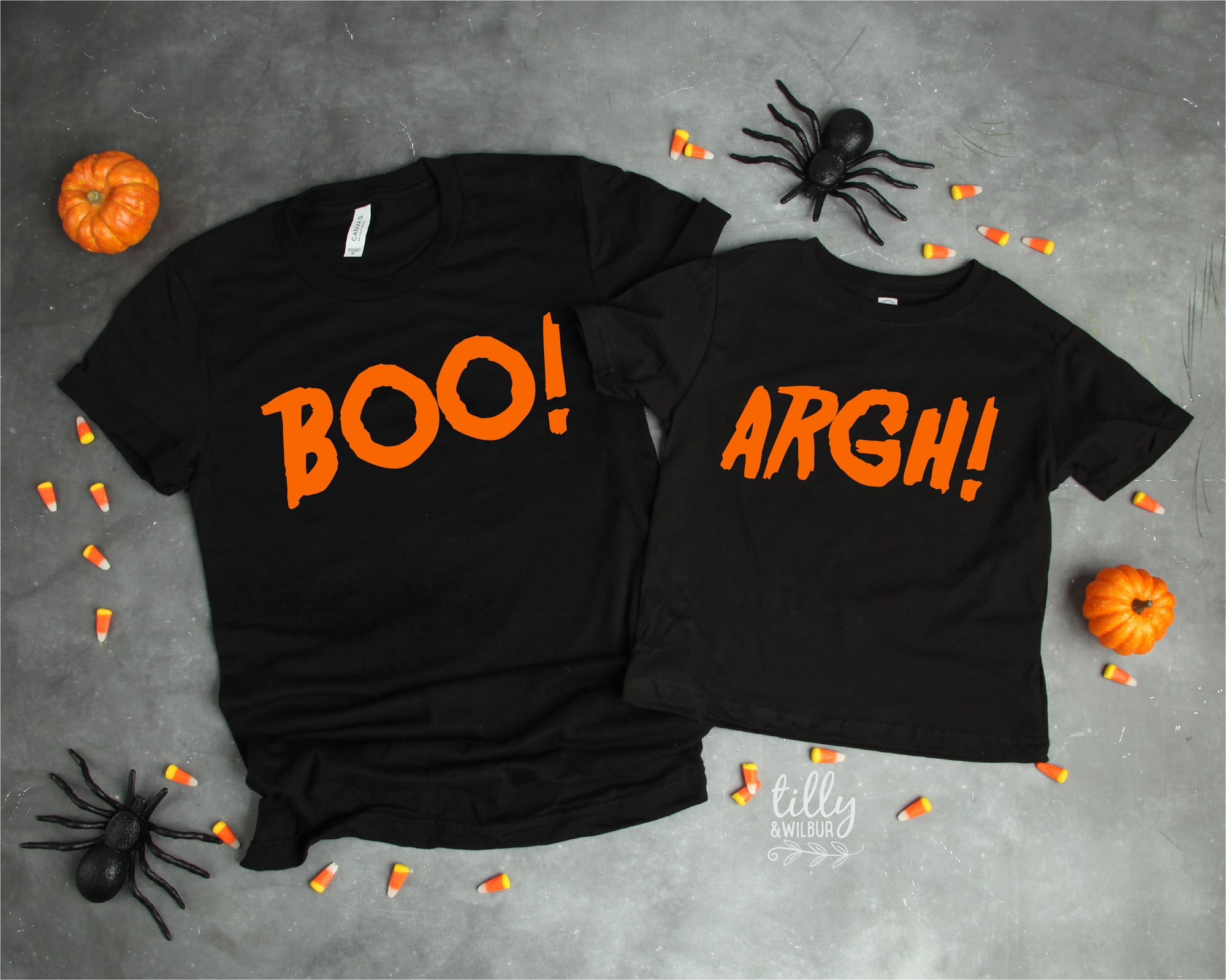 Boo! Argh! Matching Halloween tees- Multiple colours and sizes available!