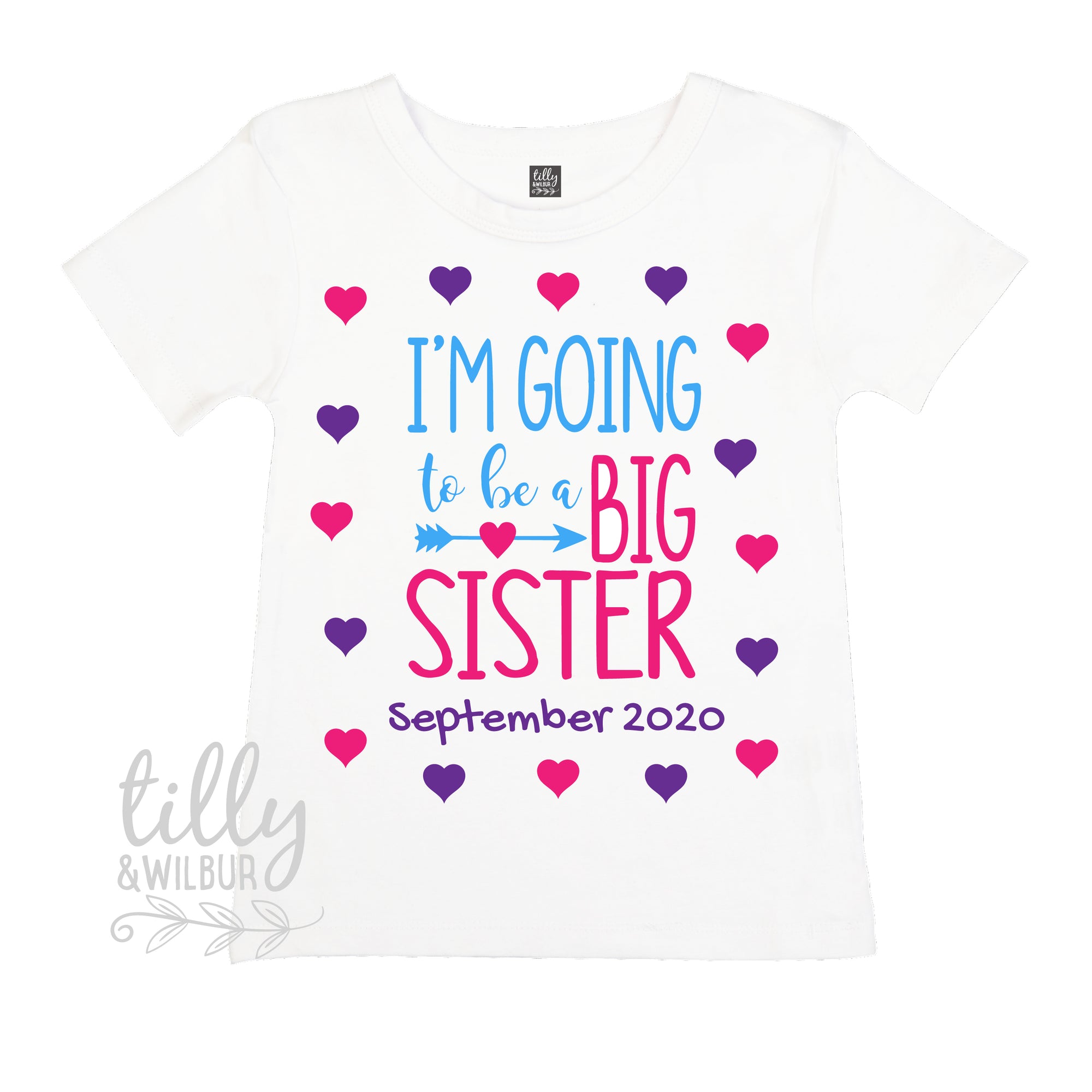 I'm Going To Be A Big Sister T-Shirt Or Bodysuit With Due Date