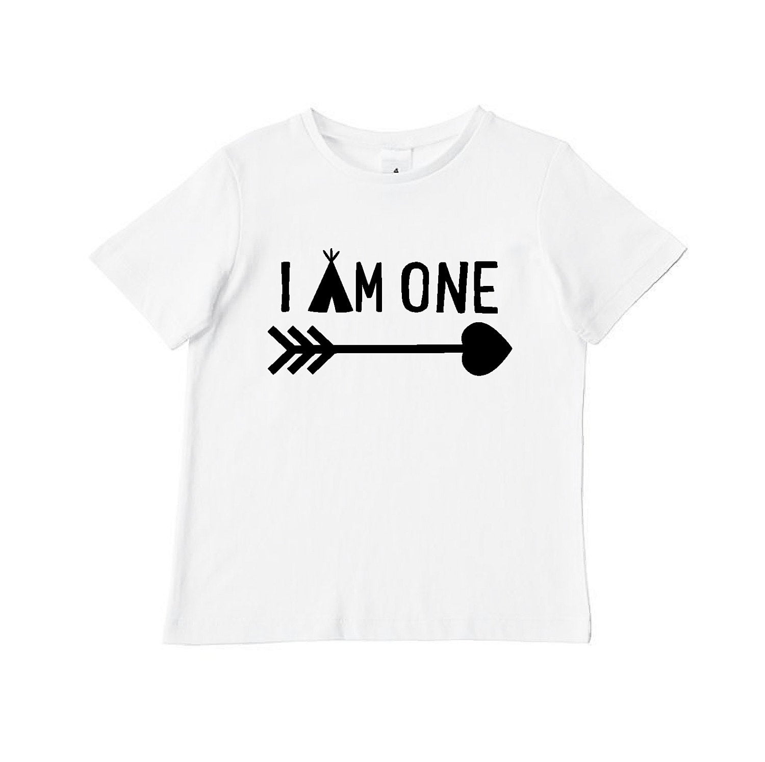 I Am One Boys T-Shirt, First Birthday Gift, 1st Birthday, Boho Chic Design With Arrow And Teepee, White Shirt, Australian Owned