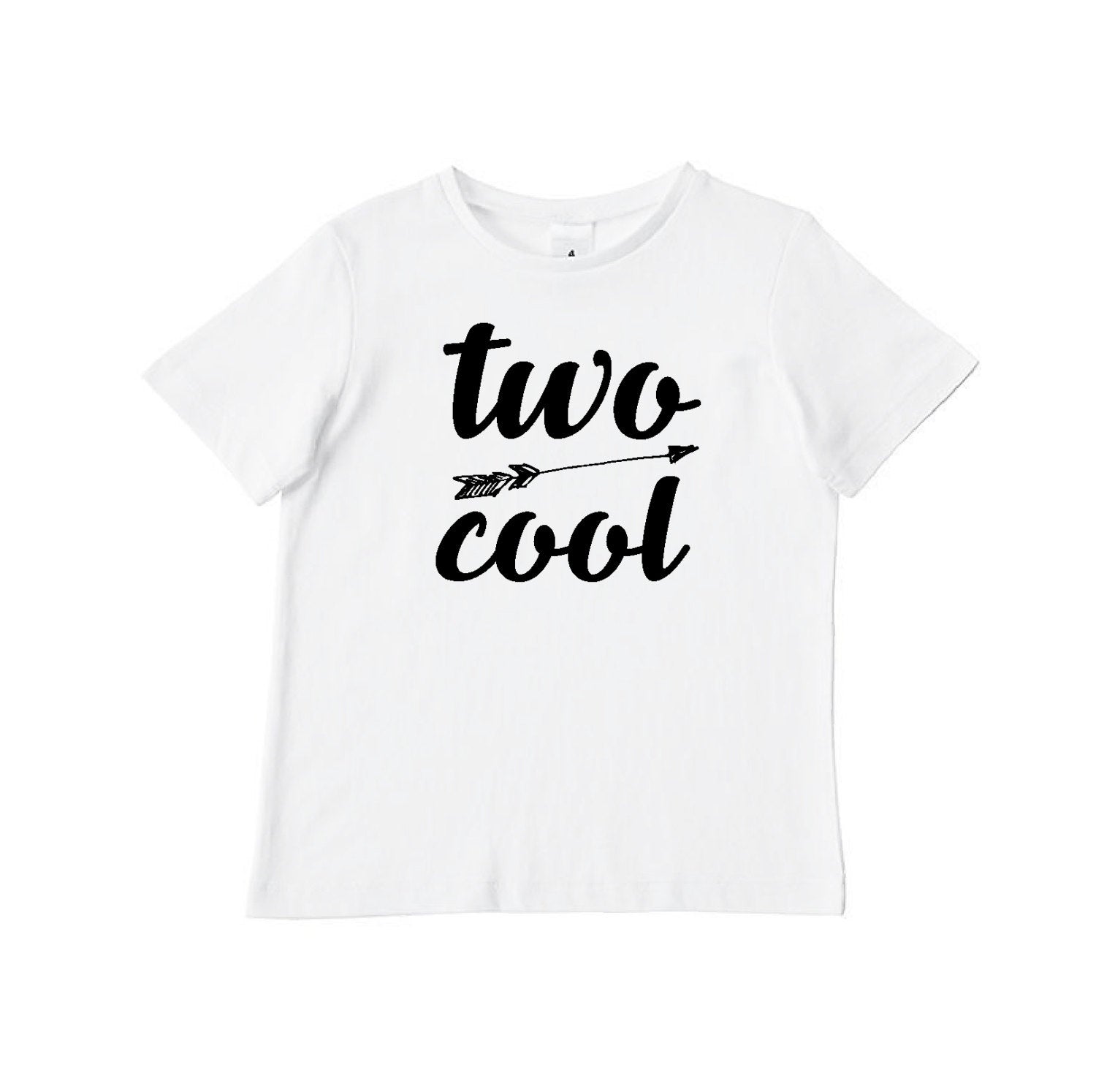 Two Cool Boys T-Shirt, Birthday Boy TShirt, Second Birthday Gift, 2nd Birthday, White Cotton Short Sleeve Tee With Boho Arrow Design
