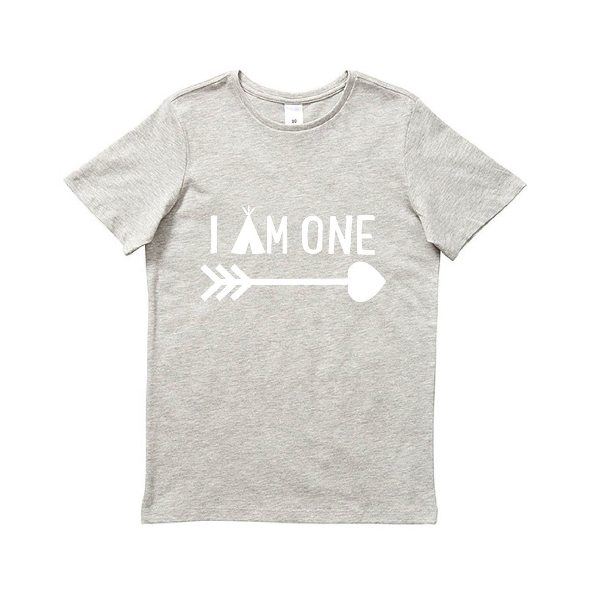 I Am One Birthday T-Shirt, 1st Birthday Gift, First Birthday Tee, Boho Design With Arrow, Teepee, Grey Cotton Short Sleeve Shirt, Cake Smash