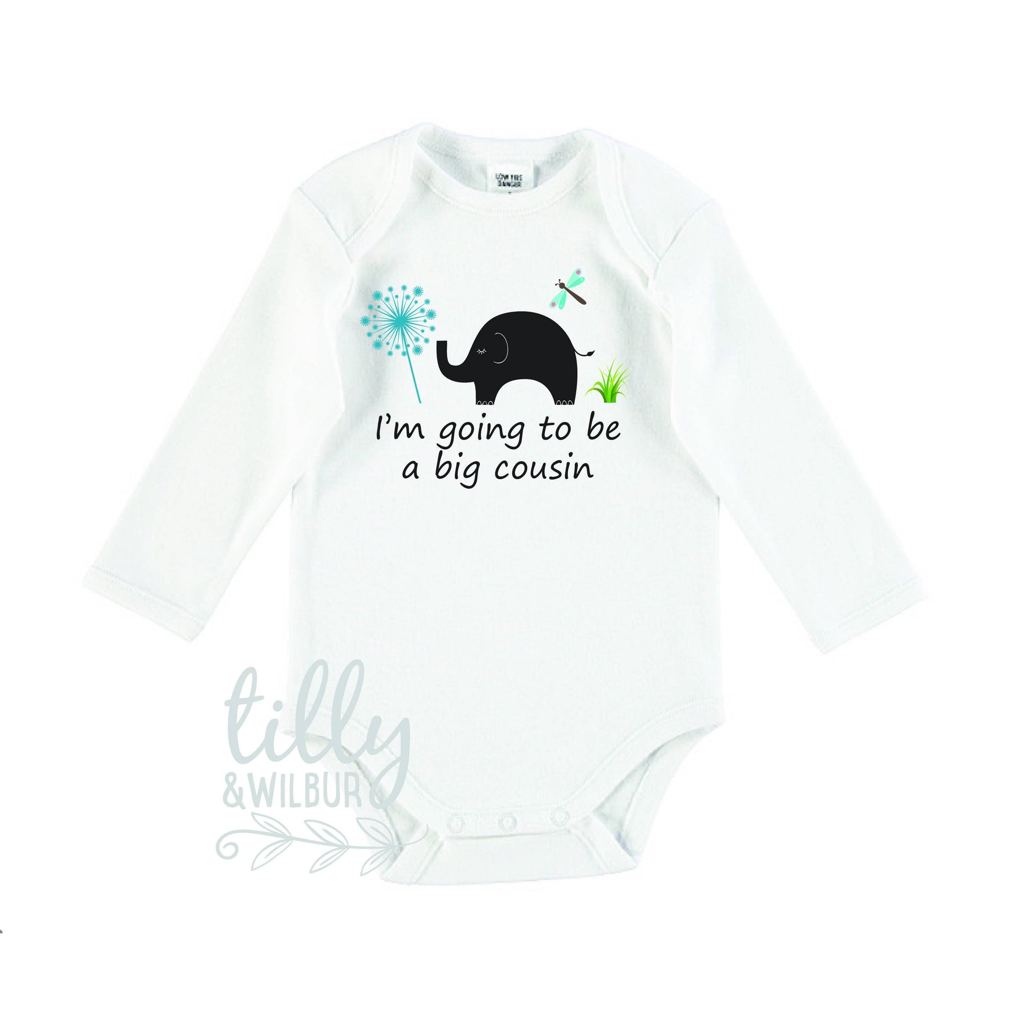 I'm Going To Be A Big Cousin Baby Bodysuit, Big Cousin Shirt With Elephant, Pregnancy Announcement, New Baby Cousin, Baby Clothes, U-W-BS