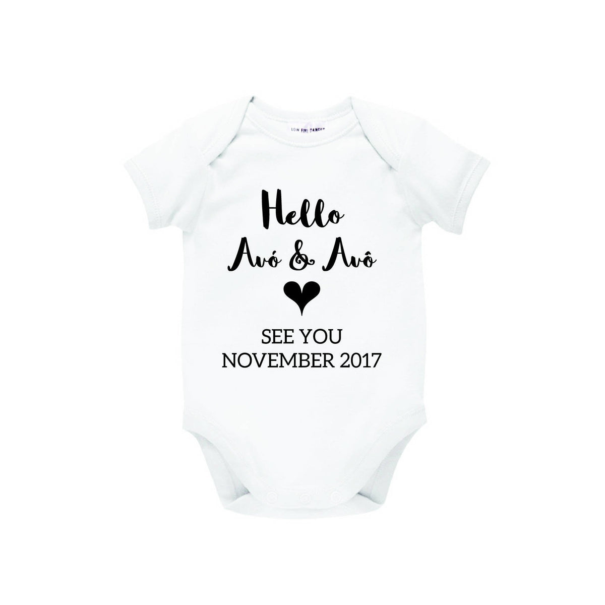 Hello Avó &amp; Avô Baby Bodysuit With Arrival Date, Pregnancy Announcement, Reveal Romper, Surprise, You&#39;re Going To Be Grandparents, U-W-BS