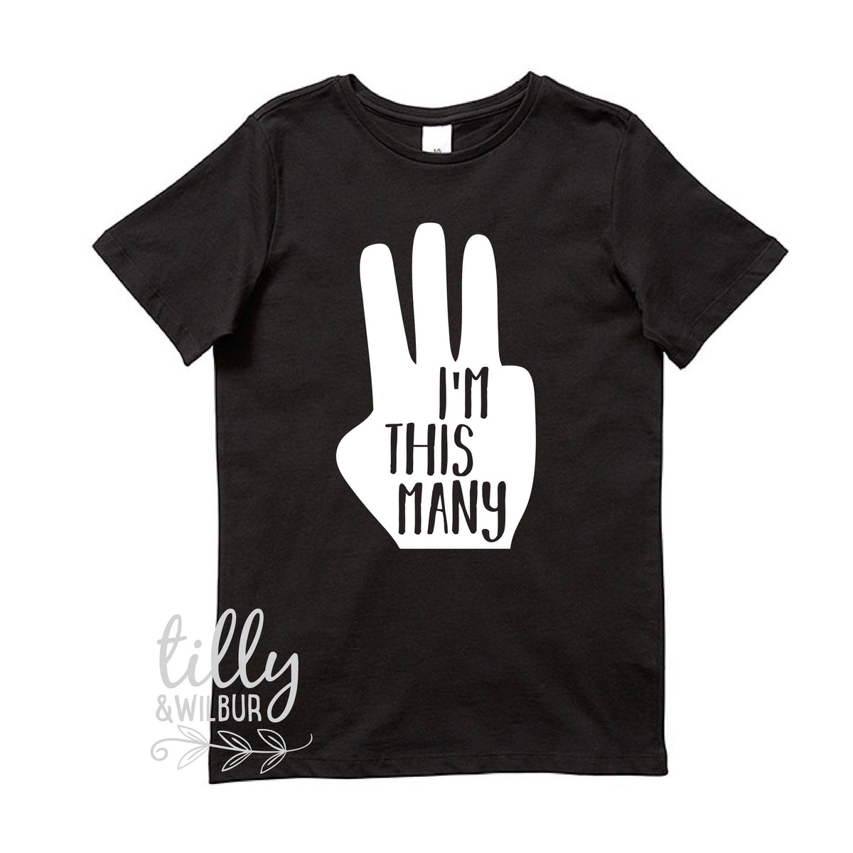 I&#39;m This Many Three Finger Birthday T-Shirt, 3rd Third Birthday Tee, Third Birthday Gift, Boys Third Birthday, Boys Birthday Tee,