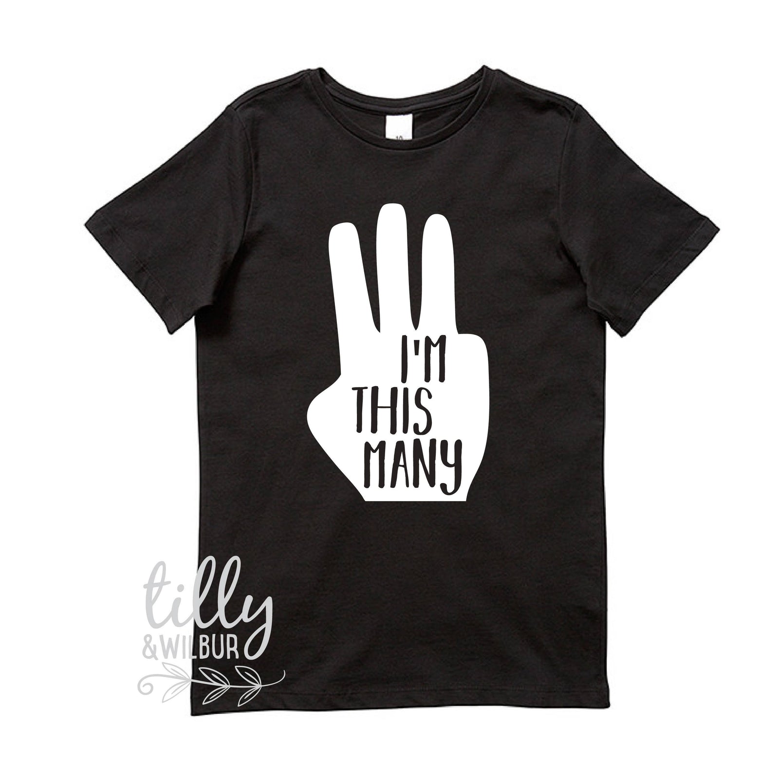 I'm This Many Three Finger Birthday T-Shirt, 3rd Third Birthday Tee, Third Birthday Gift, Boys Third Birthday, Boys Birthday Tee,