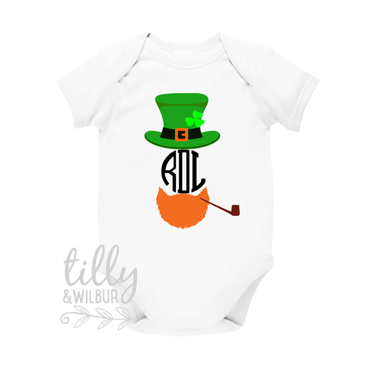 St Patrick&#39;s Day Personalised Baby Bodysuit For Boys, St Patrick&#39;s Day Baby Outfit With Monogram Initials, Happy St Paddy&#39;s Day, Irish