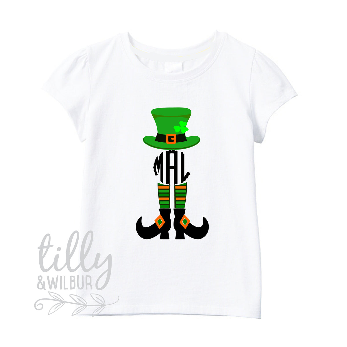 St Patrick&#39;s Day Personalised Girls T-Shirt, St Patrick&#39;s Day Shirt Personalised With Monogram Initials, Happy St Paddy&#39;s Day, Irish, Celts