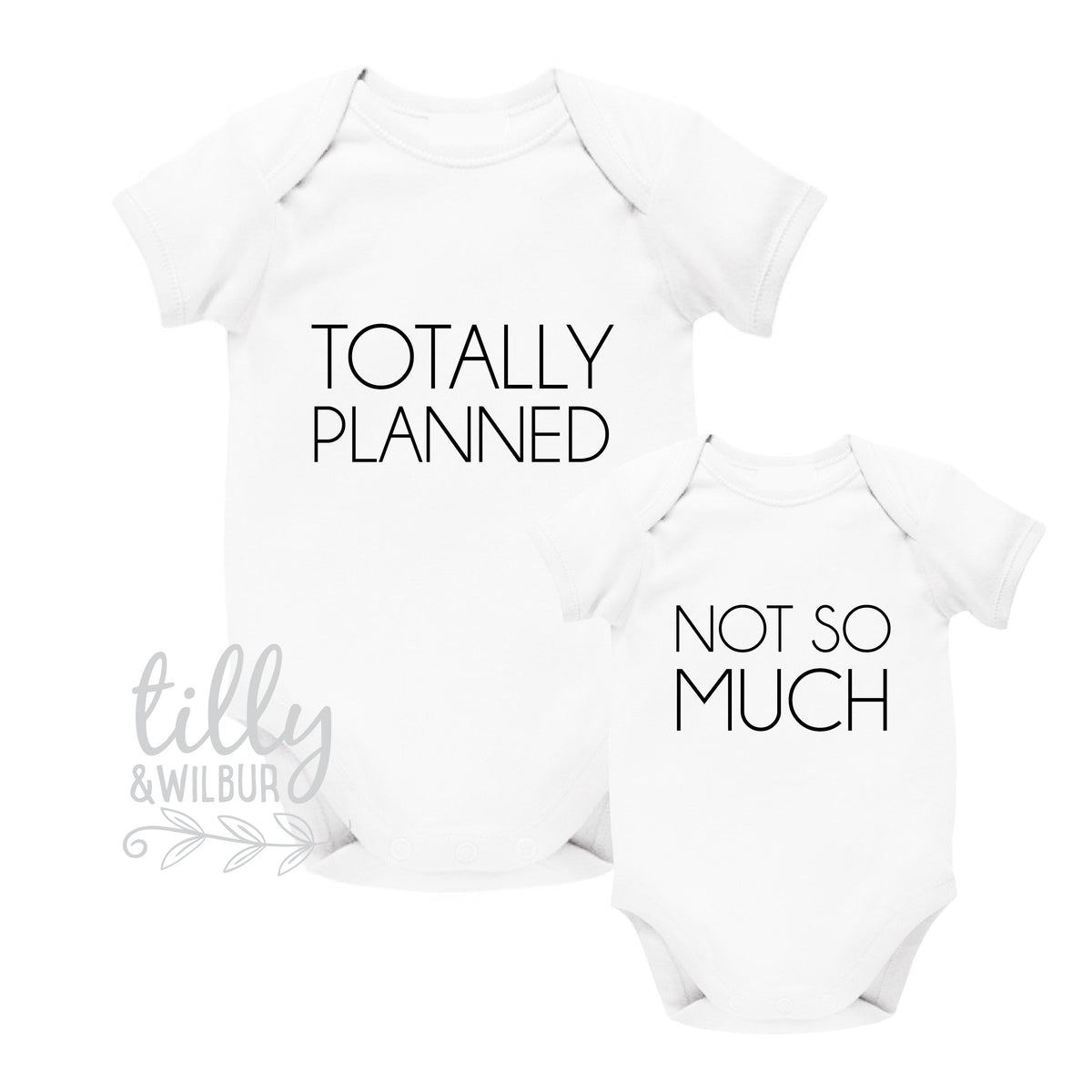 Totally Planned, Not So Much, Twin Bodysuits, Twin Baby Gift, Twins, Twin Baby Shower, Twin Pregnancy Announcement, Twinning, Twin Baby Gift