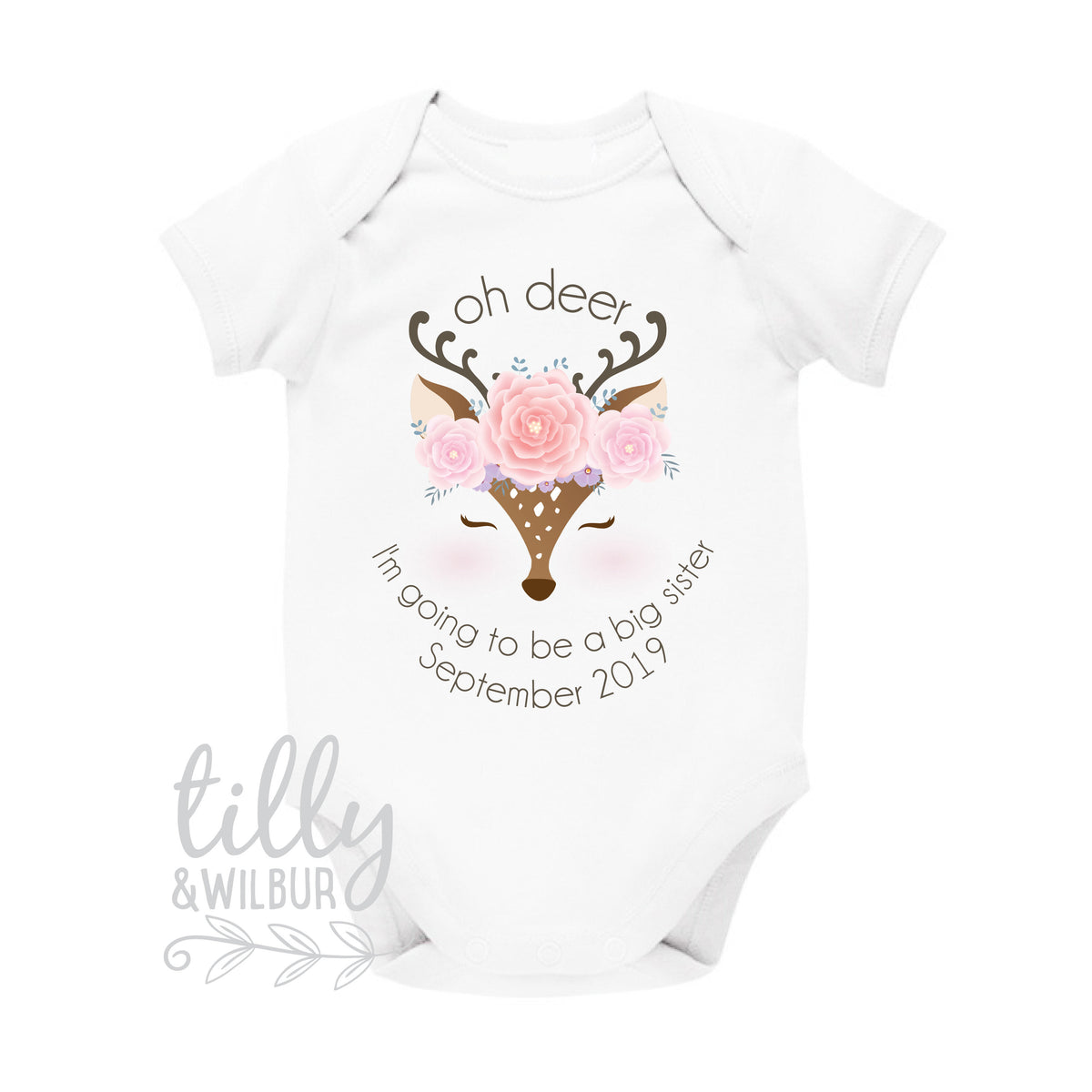 Oh Deer I&#39;m Going To Be A Big Sister Bodysuit For Girls, Pregnancy Announcement, Pregnancy Announcement, Sister Gift, Deer, Woodland