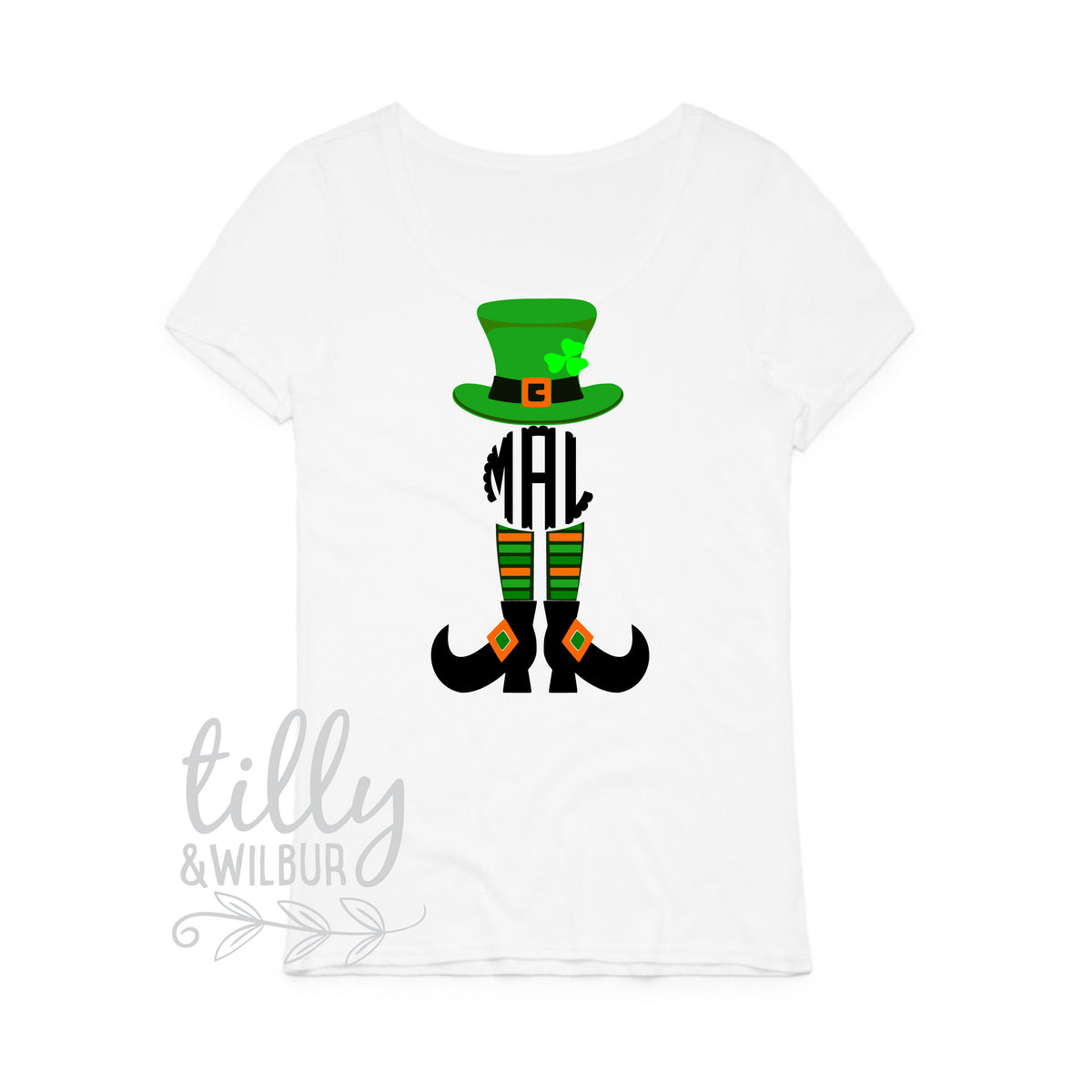 St Patrick&#39;s Day Personalised Women&#39;s T-Shirt, St Patrick&#39;s Day Shirt With Monogram Initials, Happy St Paddy&#39;s Day, Ireland, St Patrick