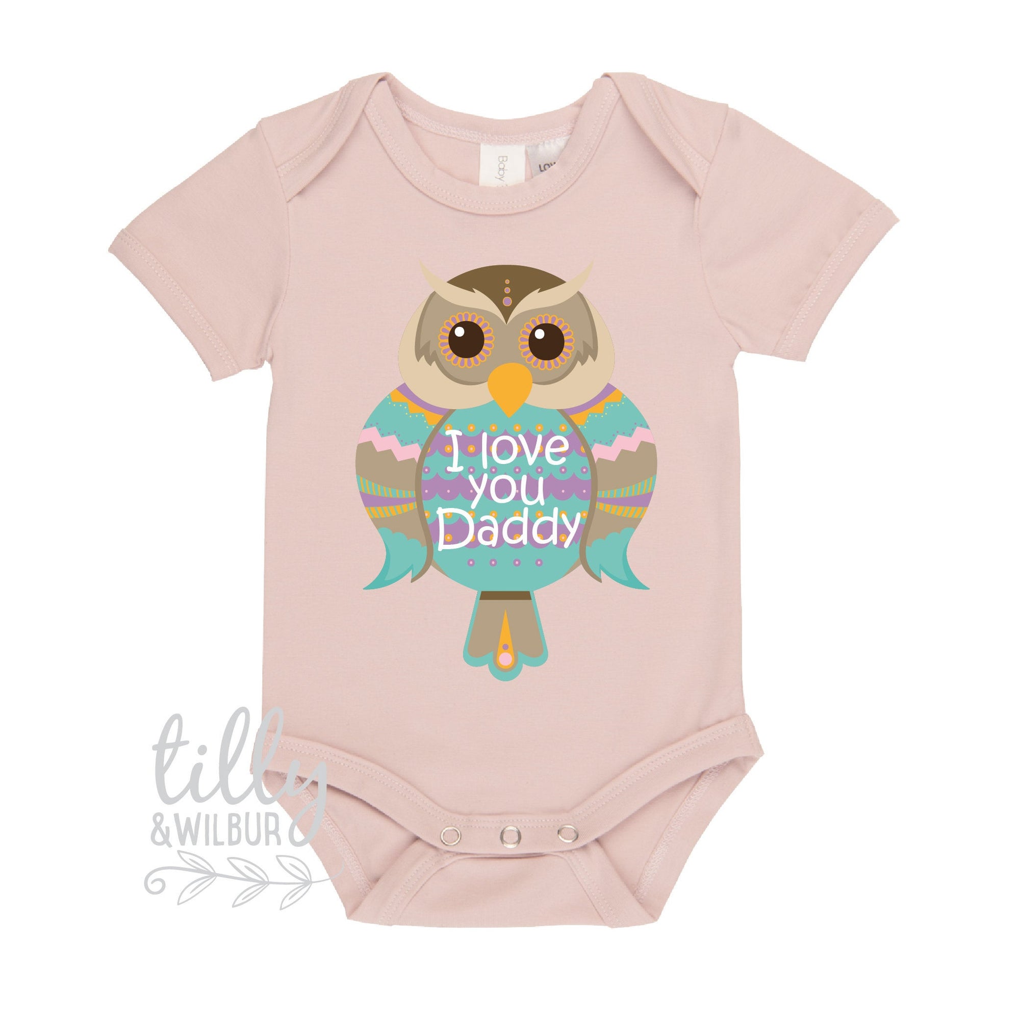 I Love You Daddy Father&#39;s Day Baby Bodysuit, 1st Father&#39;s Day Outfit, I Love You Daddy, Baby&#39;s First Father&#39;s Day, Boho Tribal Owl Design