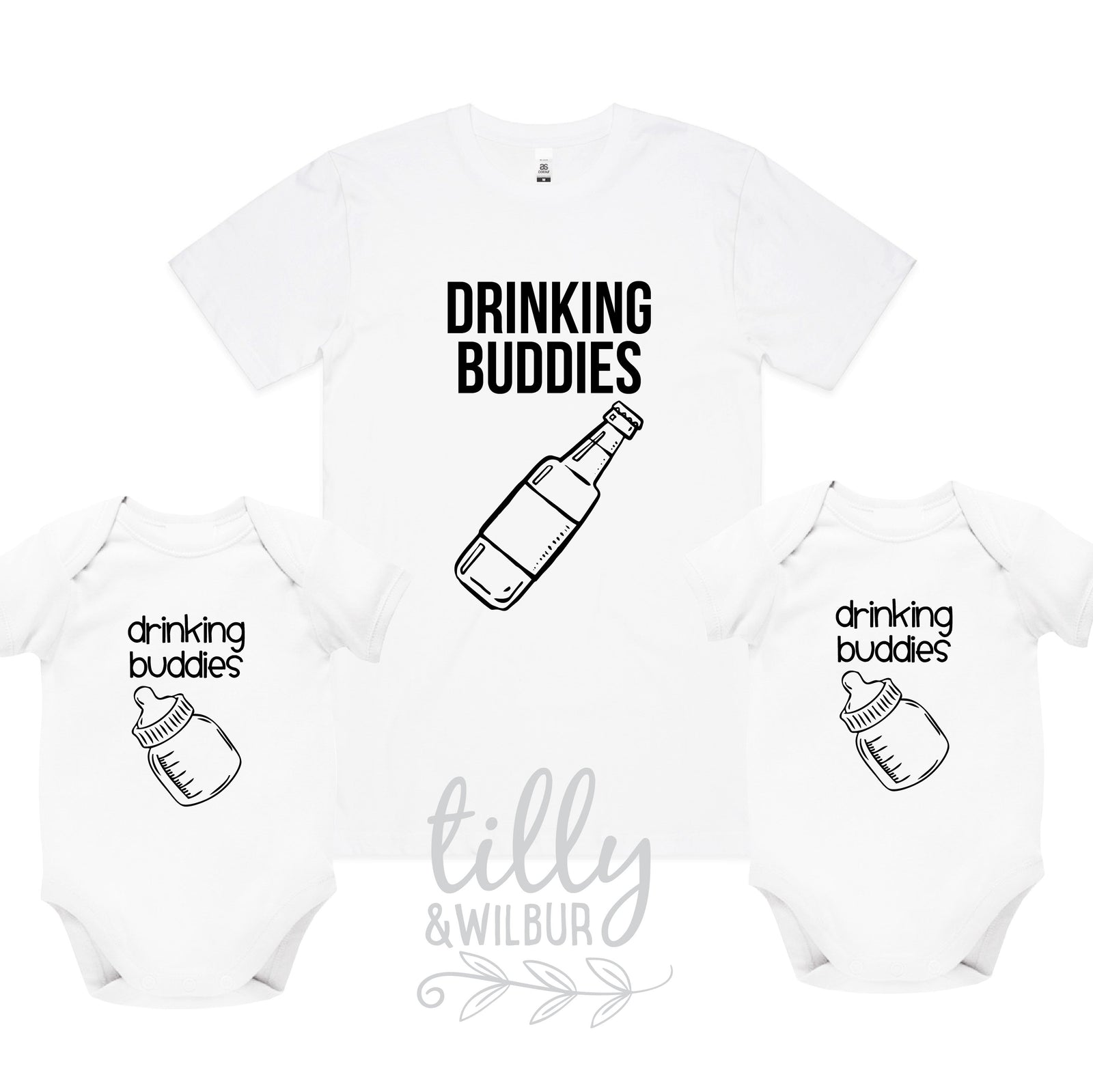 Drinking Buddies Matching Outfits For Daddy And His Twins, Daddy Daughter, Father Son, Matching Daddy Baby, 1st Father&#39;s Day, Father&#39;s Day