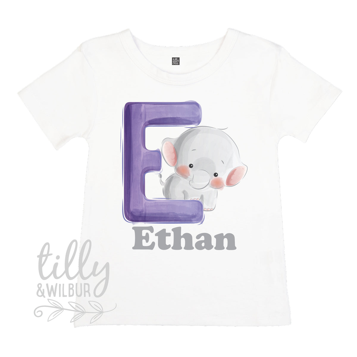 E Is For Elephant Personalised T-Shirt For Boys, Personalised Gift For Boys, Personalised T-Shirt, Personalised Birthday Gift, Boys T-Shirt