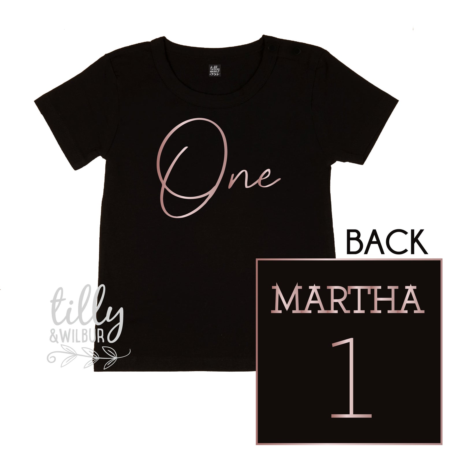 One Personalised Girls 1st Birthday T-Shirt, 1st Birthday Gift, First Birthday Tee, Name And Number 1 On Back Of Shirt, Cake Smash Outfit