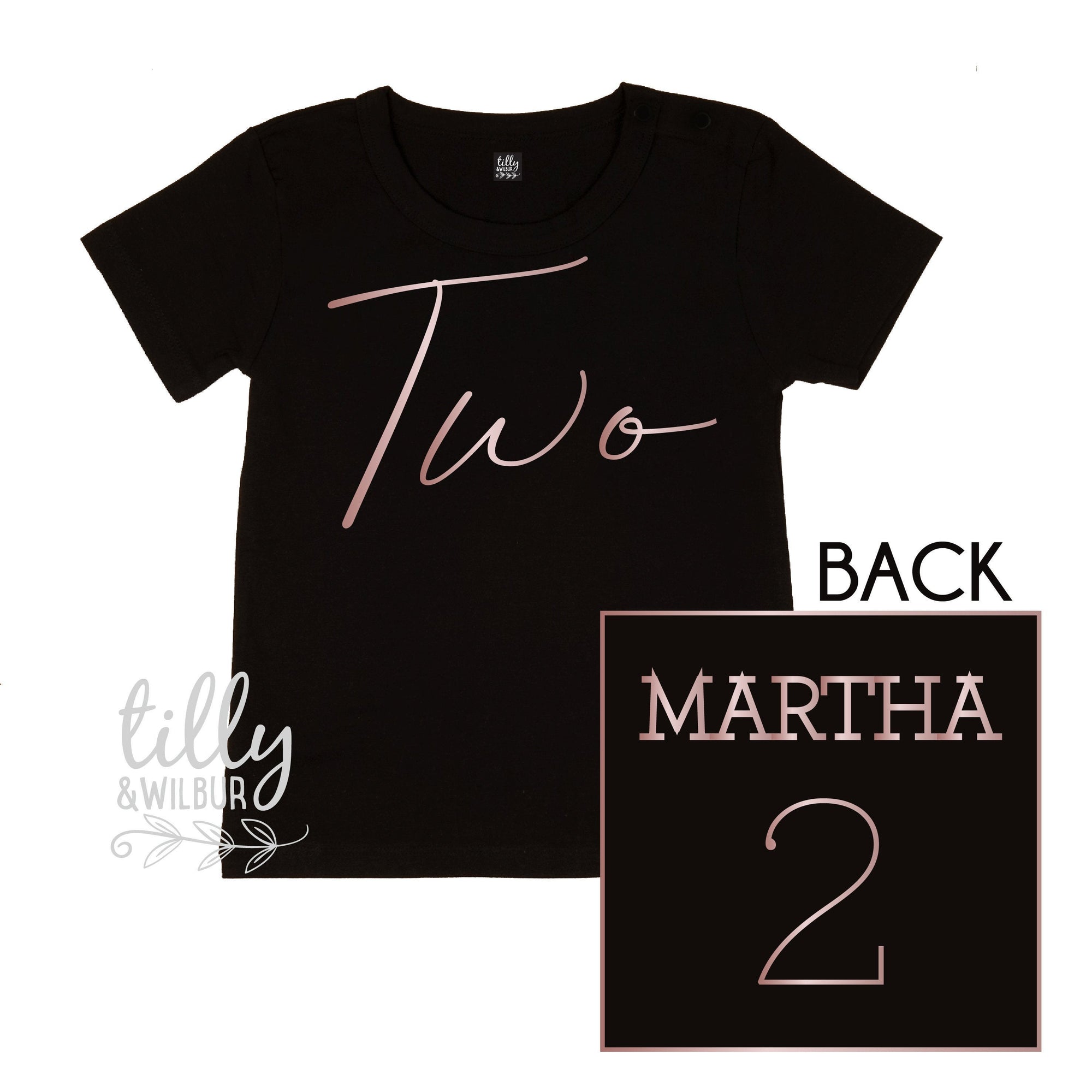 Two Personalised Girls 2nd Birthday T-Shirt, 2nd Birthday Gift, 2 Today Birthday Tee, Name And Number 2 On Back Of Shirt, Cake Smash Outfit