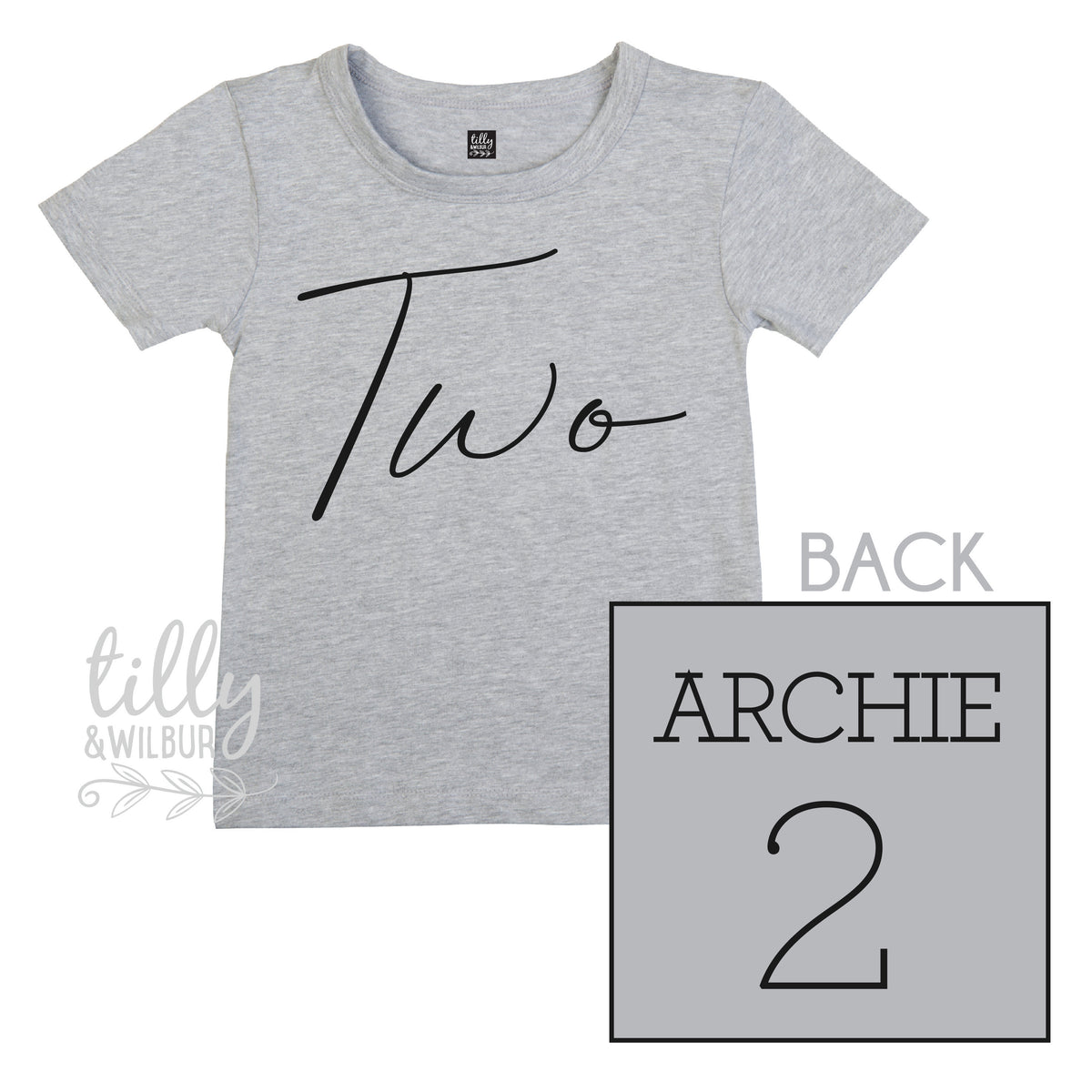 Two Personalised Boys 2nd Birthday T-Shirt, 2nd Birthday Gift, 2 Today Birthday Tee, Name And Number 2 On Back Of Shirt, Cake Smash Outfit,