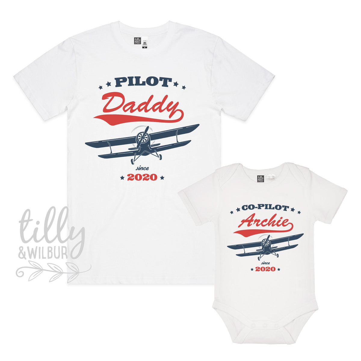 Pilot Co-Pilot Father Son Matching Shirts, Matching Dad And Baby, Matching Dad And Kid, Fathers Day Gift, Newborn Gift, Personalised, Flying