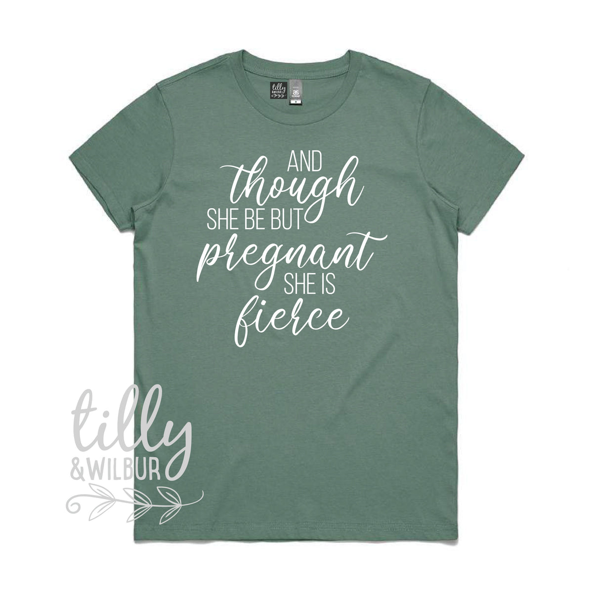 And Though She Be But Pregnant She Is Fierce Women&amp;#39;s T-Shirt, Preggers T-Shirt, Pregnancy Announcement T-Shirt, Shakespeare Quote, Pregnant