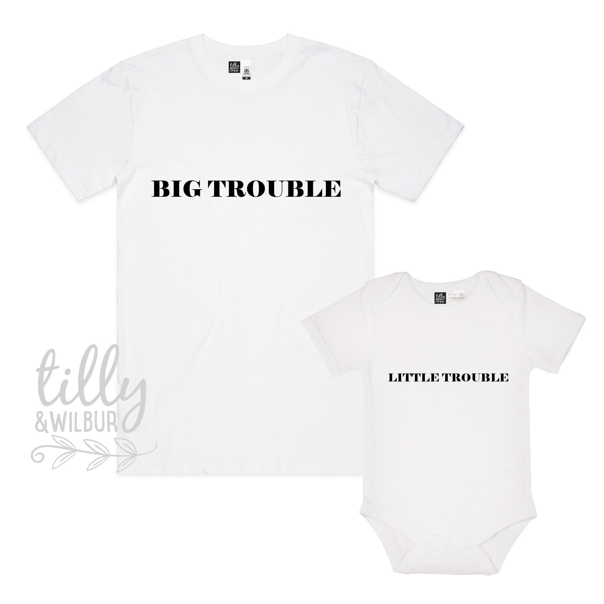 Big Trouble Little Trouble Father Son Matching Shirts, Matching Dad And Baby, Matching Dad And Kid, Father&#39;s Day Gift, Newborn Gift, New Dad