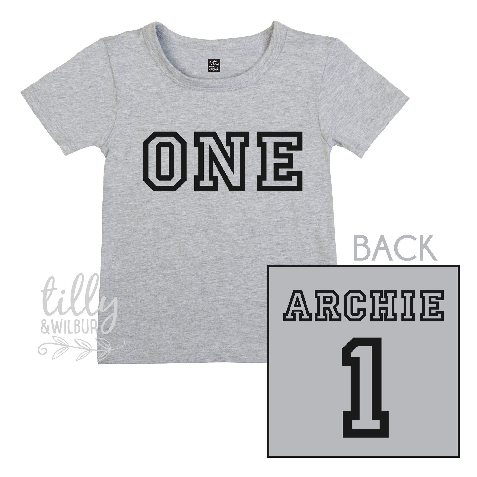 One Personalised Boys 1st Birthday T-Shirt, 1st Birthday Gift, First Birthday Tee, Name And Number 1 On Back Of Shirt, Cake Smash Outfit,