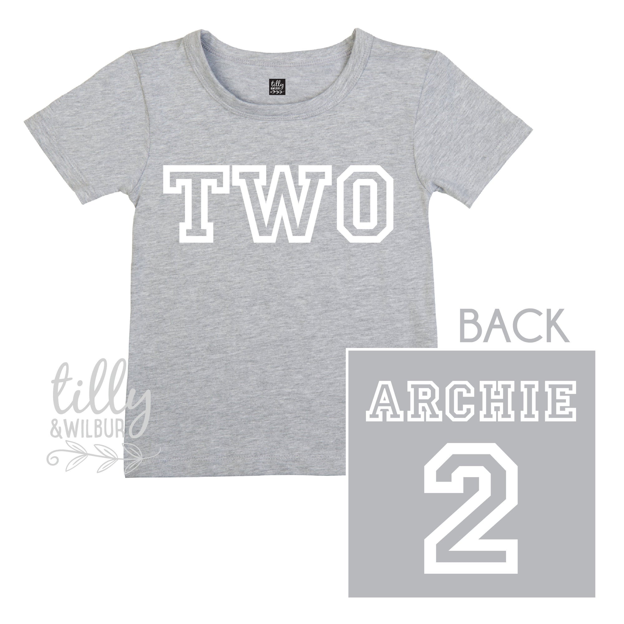 Two Personalised Boys 2nd Birthday T-Shirt, 2nd Birthday Gift, 2 Today Birthday Tee, Name And Number 2 On Back Of Shirt, Cake Smash Outfit,