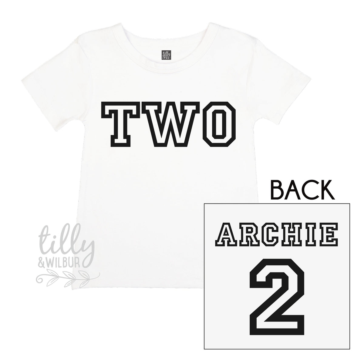 Two Personalised Boys 2nd Birthday T-Shirt, 2nd Birthday Gift, 2 Today Birthday Tee, Name And Number 2 On Back Of Shirt, Cake Smash Outfit,