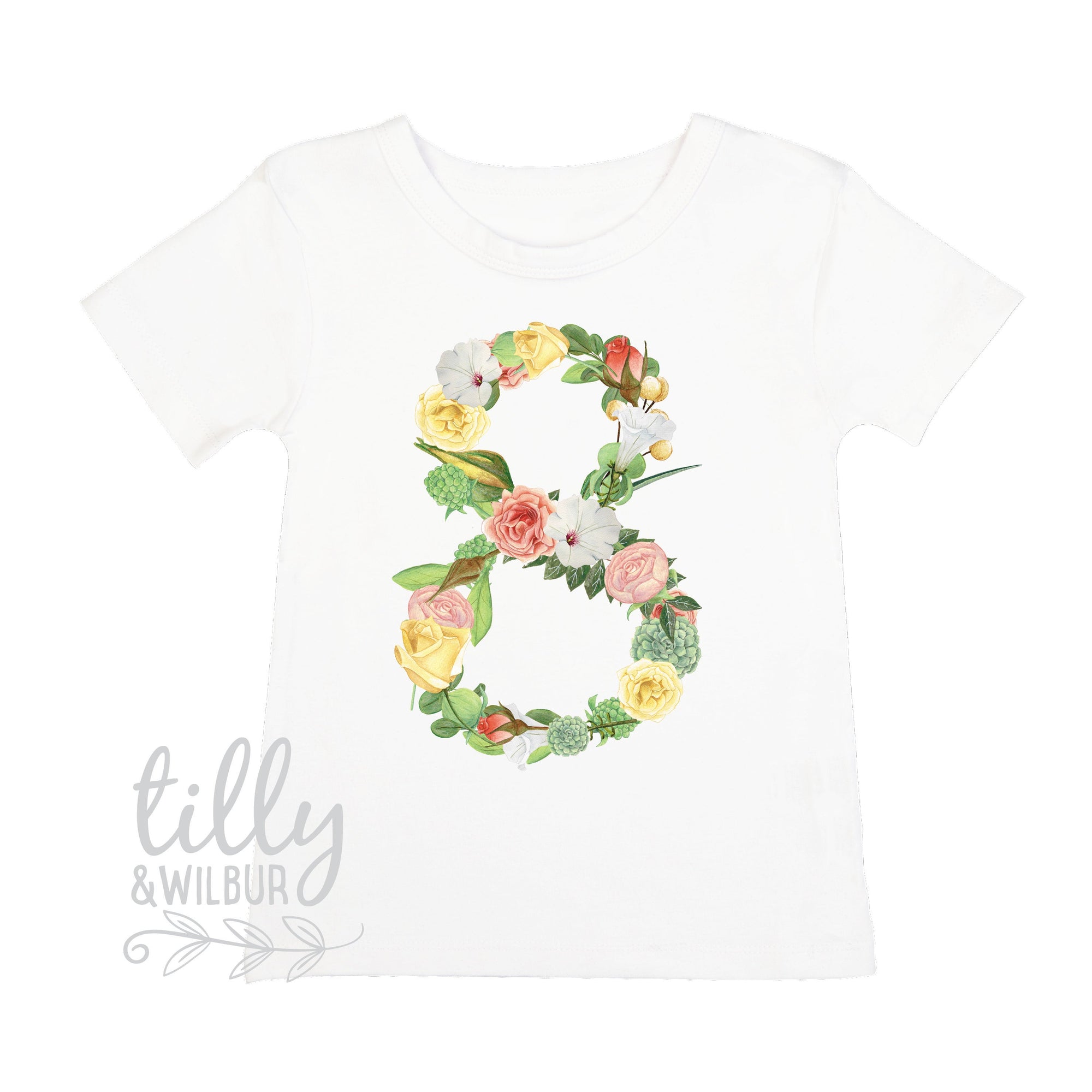 Eight Year Old Birthday Girl Outfit, 8th Birthday, 8th Birthday Outfit Girl, 8th Birthday, I Am Eight Girl, Birthday Girl, Floral Numbers