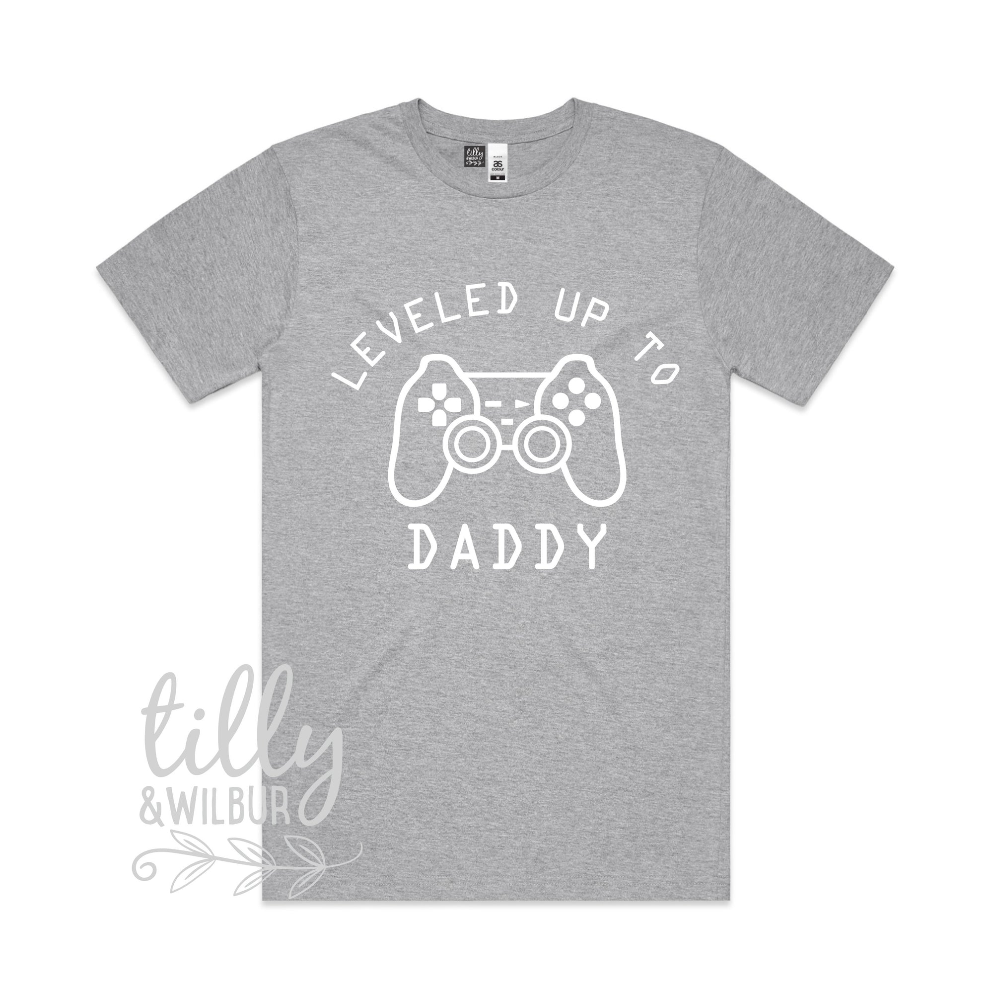 Leveled Up To Daddy Men&#39;s T-Shirt, Pregnancy Announcement T-Shirt, Gamer Pregnancy Announcement, New Dad Gift, Baby Shower Gift, Playstation