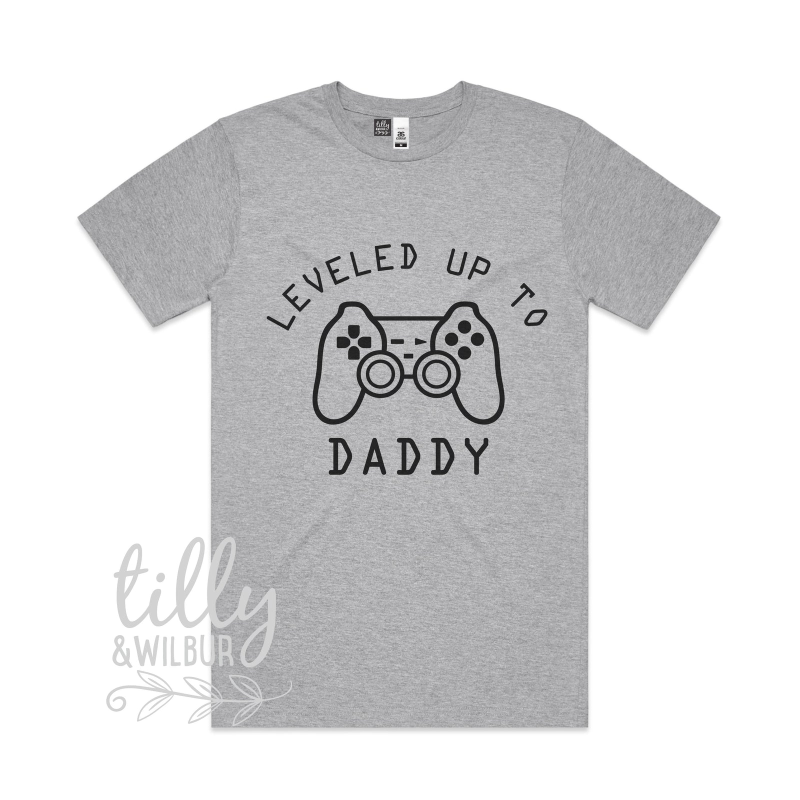 Leveled Up To Daddy Men&#39;s T-Shirt, Pregnancy Announcement T-Shirt, Gamer Pregnancy Announcement, New Dad Gift, Baby Shower Gift, Playstation