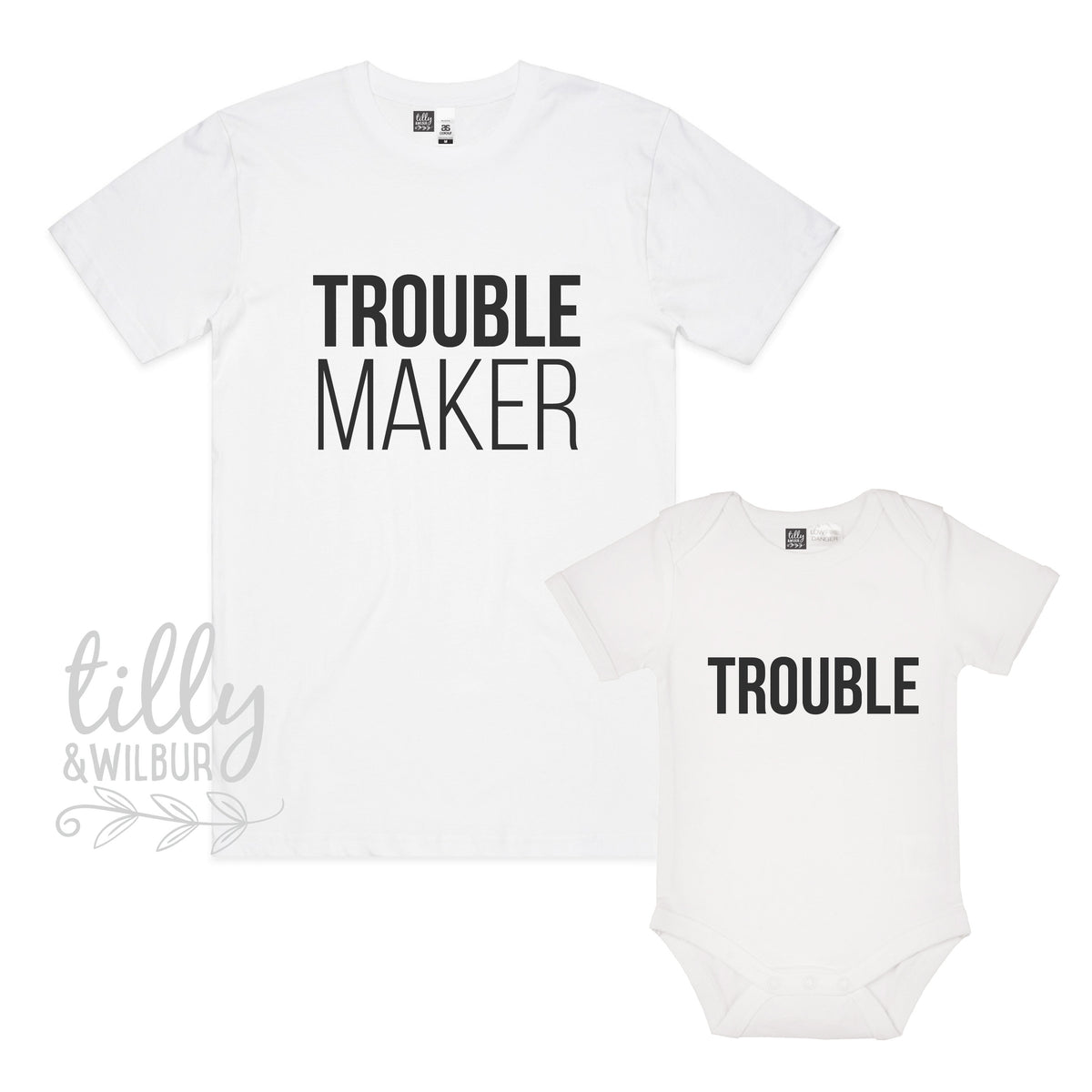 Trouble Maker, Trouble Father Son, Daddy Daughter Matching Shirts, Matching Dad And Baby, Father&amp;#39;s Day Gift, Newborn Gift, New Dad T-Shirt