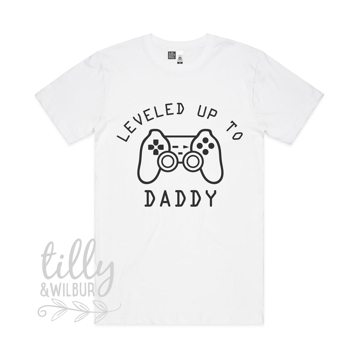 Leveled Up To Daddy Men&amp;#39;s T-Shirt, Pregnancy Announcement T-Shirt, Gamer Pregnancy Announcement, New Dad Gift, Baby Shower Gift, Playstation