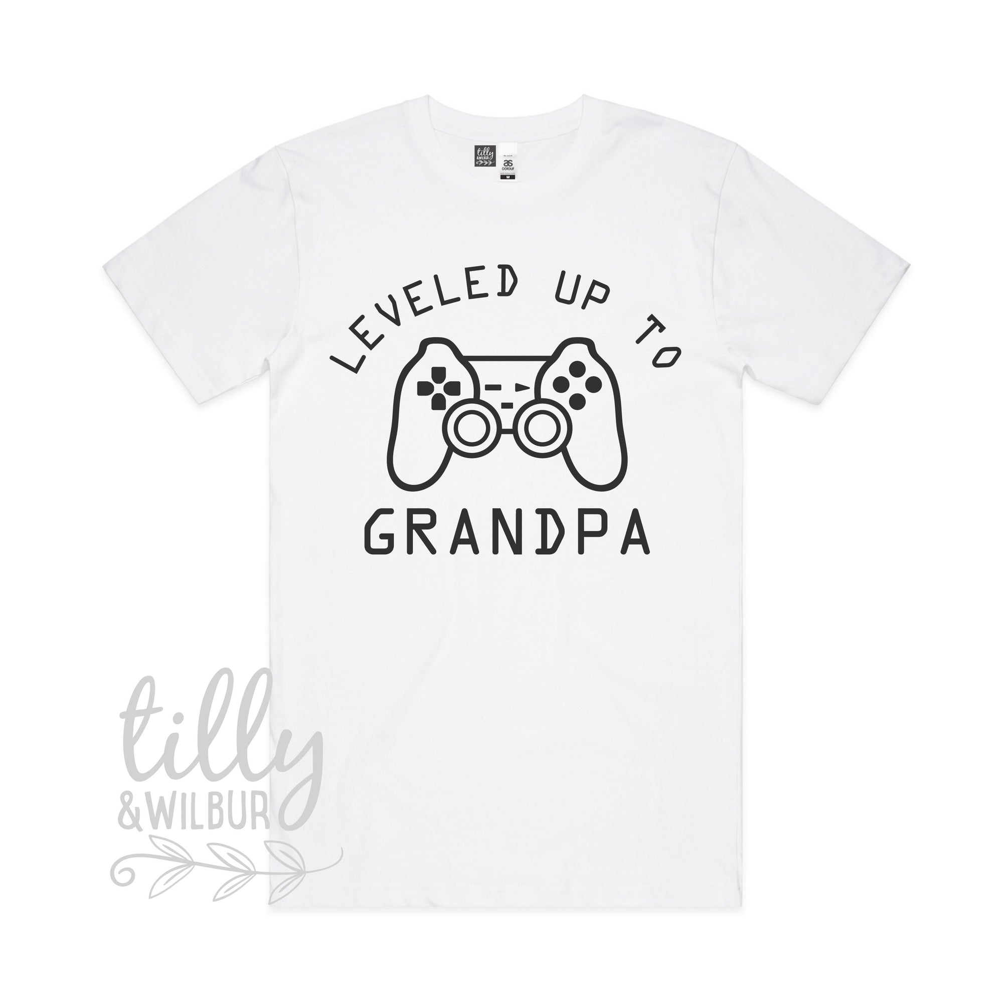 Leveled Up To Grandpa Men&#39;s T-Shirt, Pregnancy Announcement T-Shirt, Gamer Pregnancy Announcement, New Grandparent Gift, 1st Grandbaby, Pop