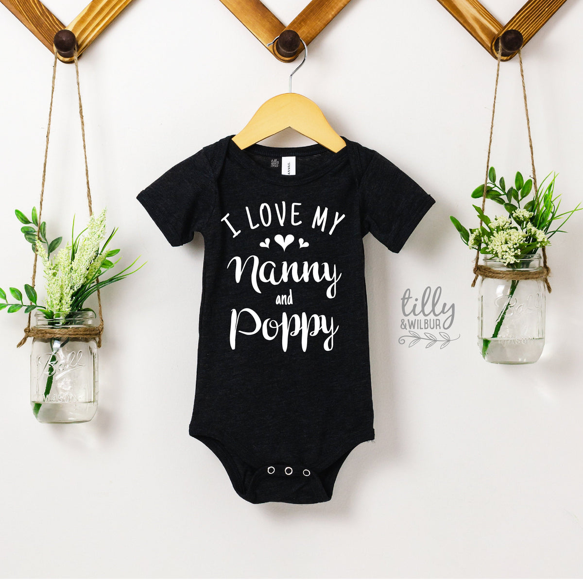 I Love My Nanny And Poppy Baby Bodysuit, Hello Grandma &amp; Grandpa, Pregnancy Announcement To Grandparents, New Grandchild Gift, Nana, Oma
