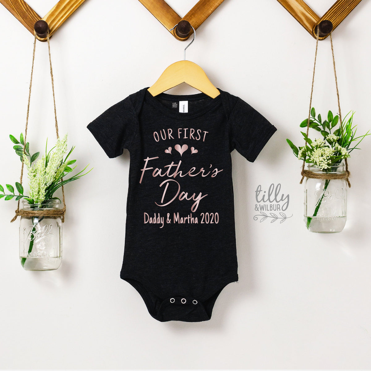 Our First Father&amp;#39;s Day 2020 Baby Bodysuit With Names, I Love You Daddy Happy 1st Father&amp;#39;s Day, Fathers Day Baby, First Fathers Day Baby Gift