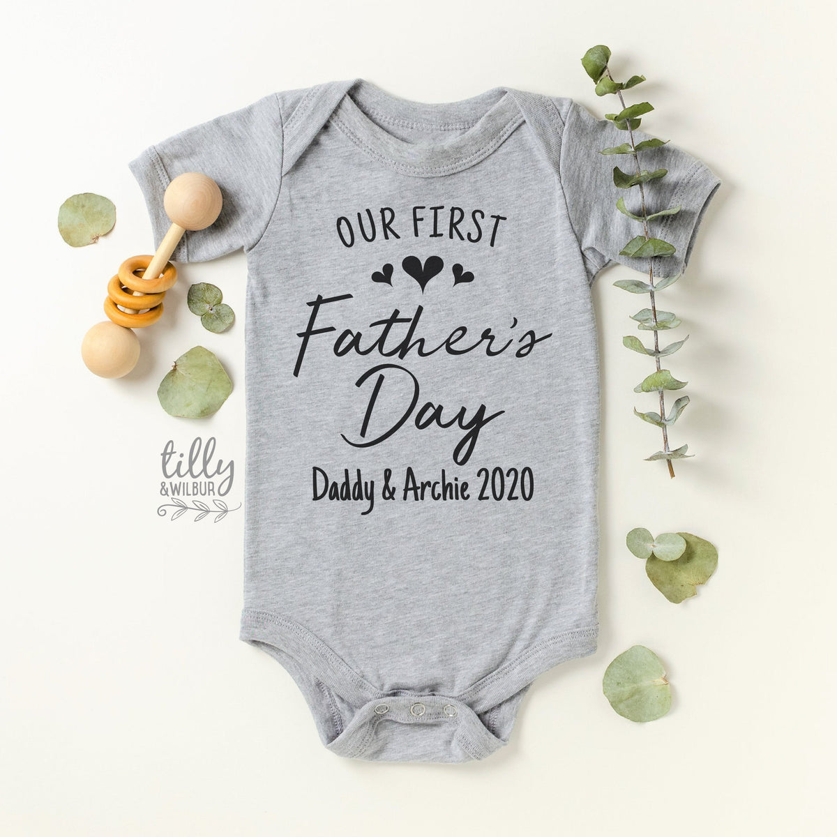 Our First Father&amp;#39;s Day 2020 Baby Bodysuit With Names, I Love You Daddy Happy 1st Father&amp;#39;s Day, Fathers Day Baby, First Fathers Day Baby Gift