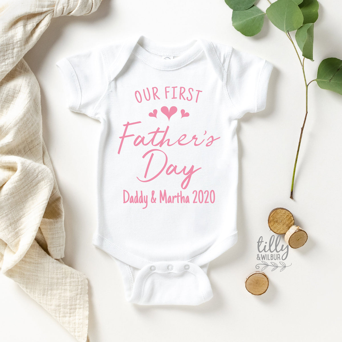 Our First Father&amp;#39;s Day 2020 Baby Bodysuit With Names, I Love You Daddy Happy 1st Father&amp;#39;s Day, Fathers Day Baby, First Fathers Day Baby Gift