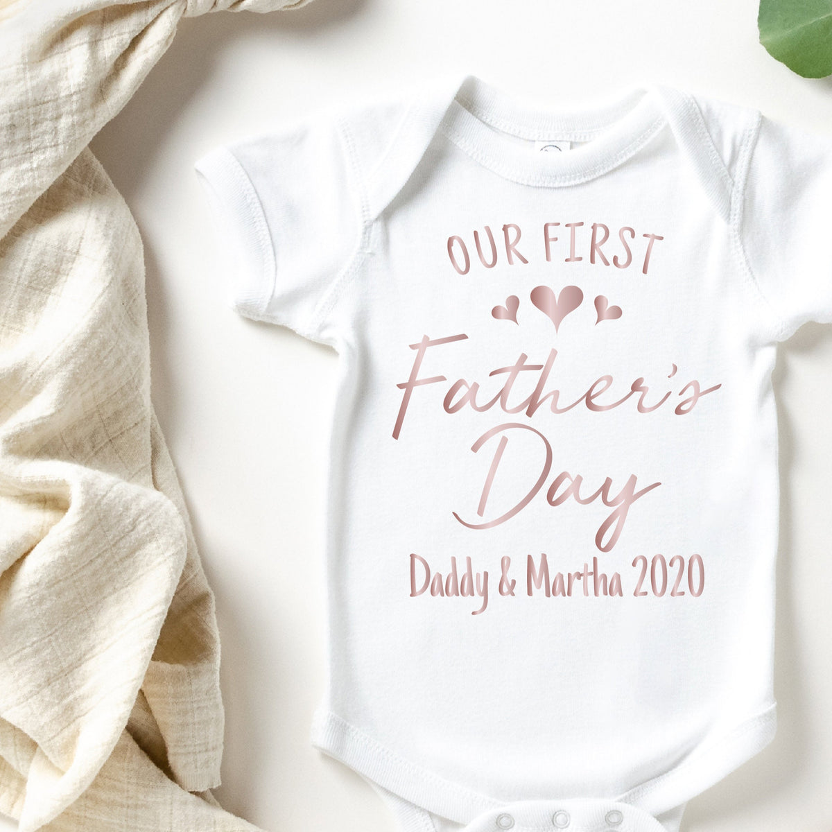 Our First Father&amp;#39;s Day 2020 Baby Bodysuit With Names, I Love You Daddy Happy 1st Father&amp;#39;s Day, Fathers Day Baby, First Fathers Day Baby Gift
