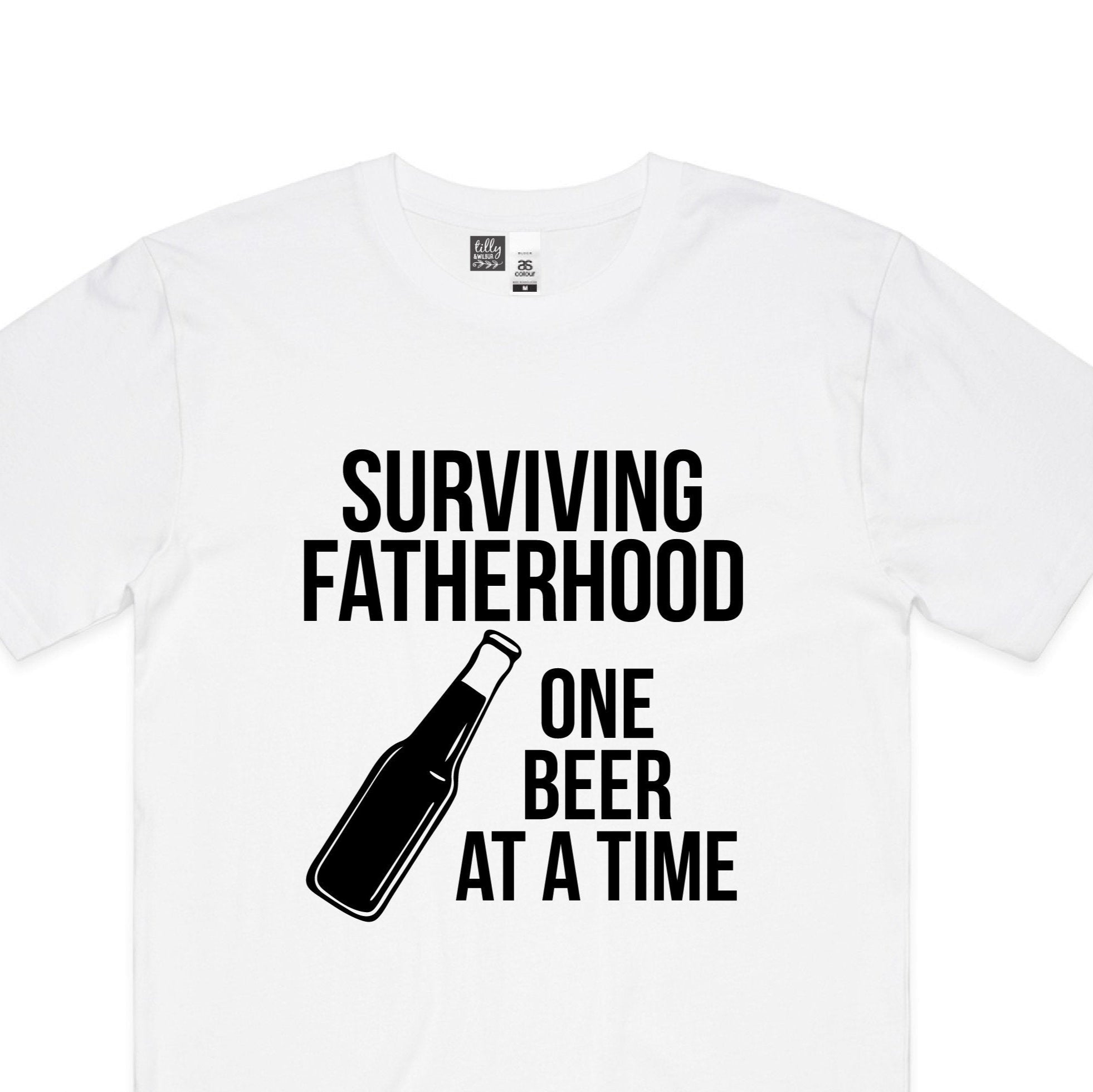 Surviving Fatherhood One Beer At A Time Men&#39;s T-Shirt, Father&#39;s Day T-Shirt, Father&#39;s Day Gift, First Father&#39;s Day, Funny Dad Gift, Dad Tee