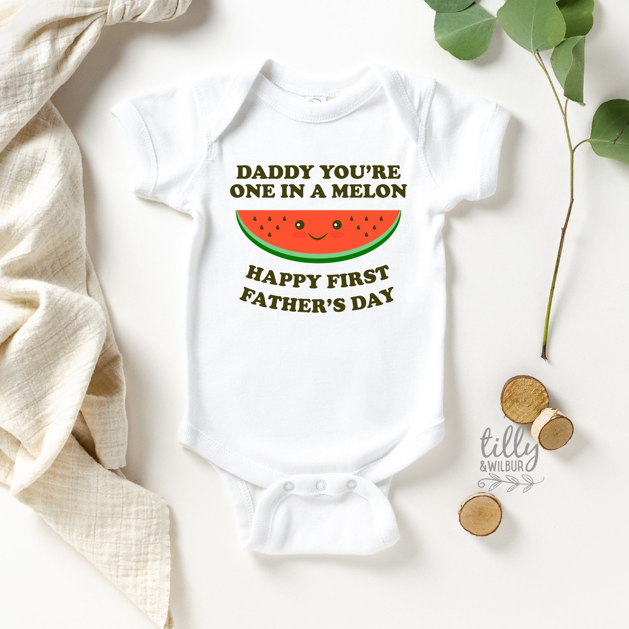 Daddy You&#39;re One In A Melon Happy 1st Father&#39;s Day, Father&#39;s Day Bodysuit, Fathers Day Baby Outfit, First Fathers Day Baby Gift, Funny Dad