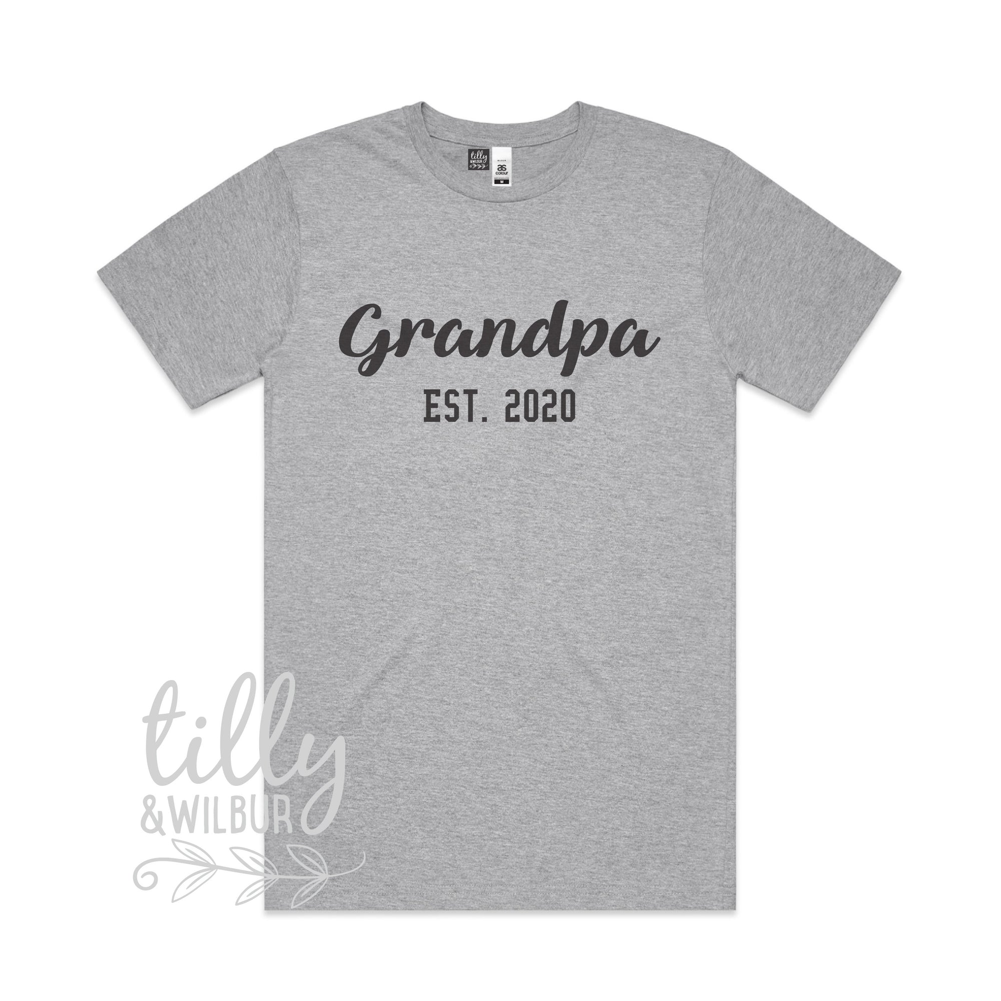 Grandpa Est. T-Shirt, Personalised Pregnancy Announcement Shirt, I&#39;m Going To Be An Grandpa, Baby Shower Gift, Grandparents, Pop, Grandpa