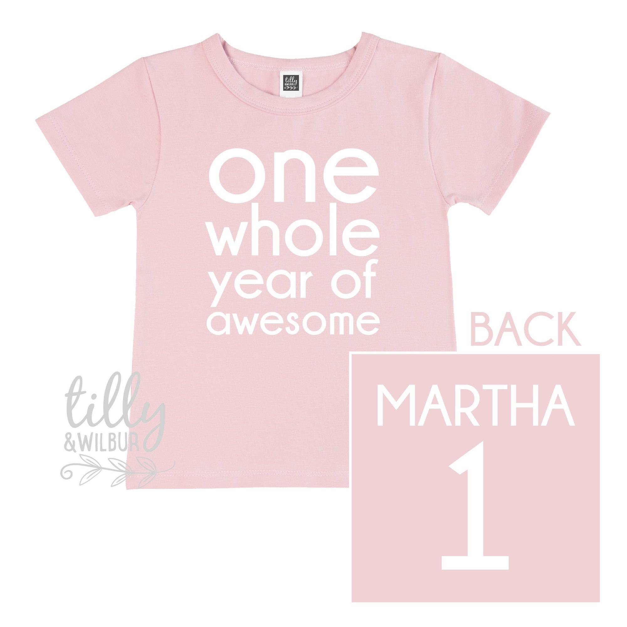 One Whole Year Of Awesome Girls 1st Birthday T-Shirt, 1st Birthday Gift, First Birthday Tee, Personalised Name On Back Of Shirt, Cake Smash
