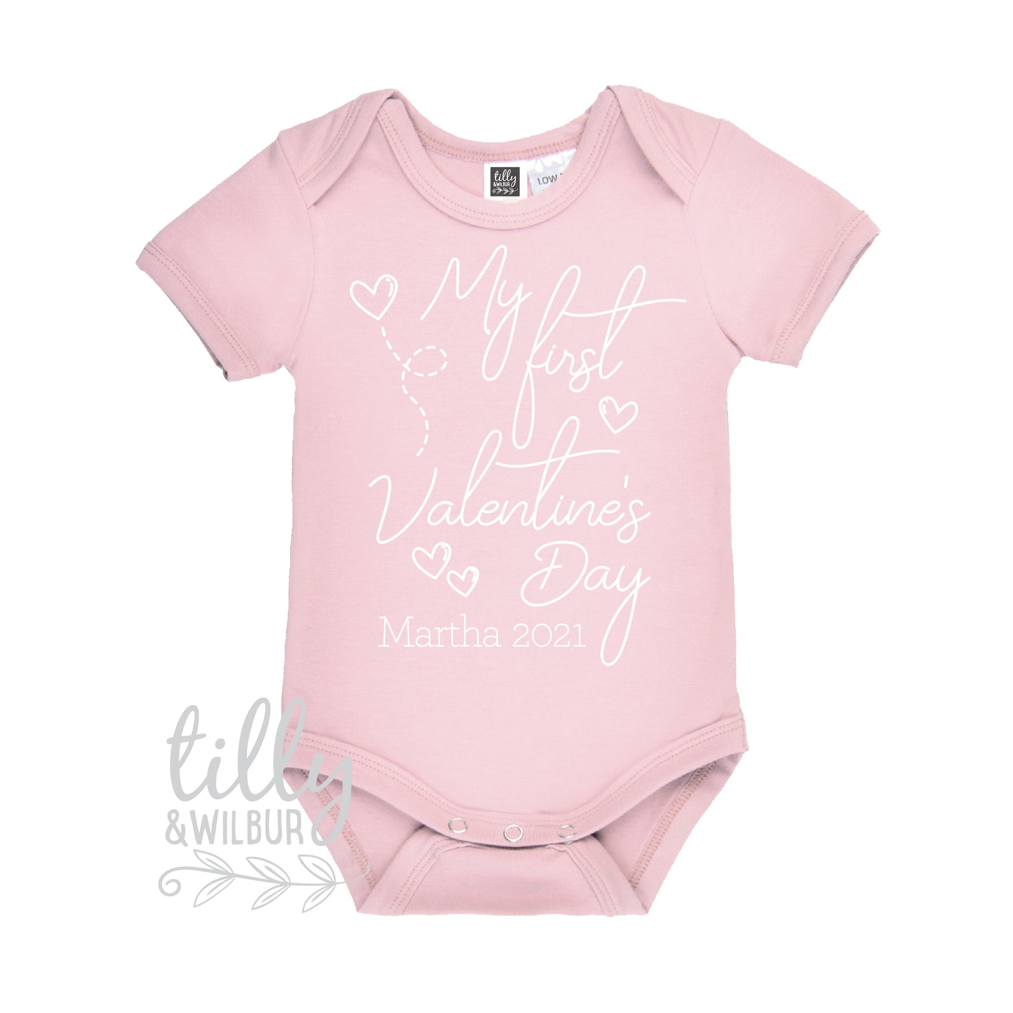 Personalised My First Valentine&#39;s Day 2021 Baby Bodysuit, Personalised Valentine&#39;s Day Bodysuit, 1st Valentine&#39;s Day, Valentine&#39;s Day 2020