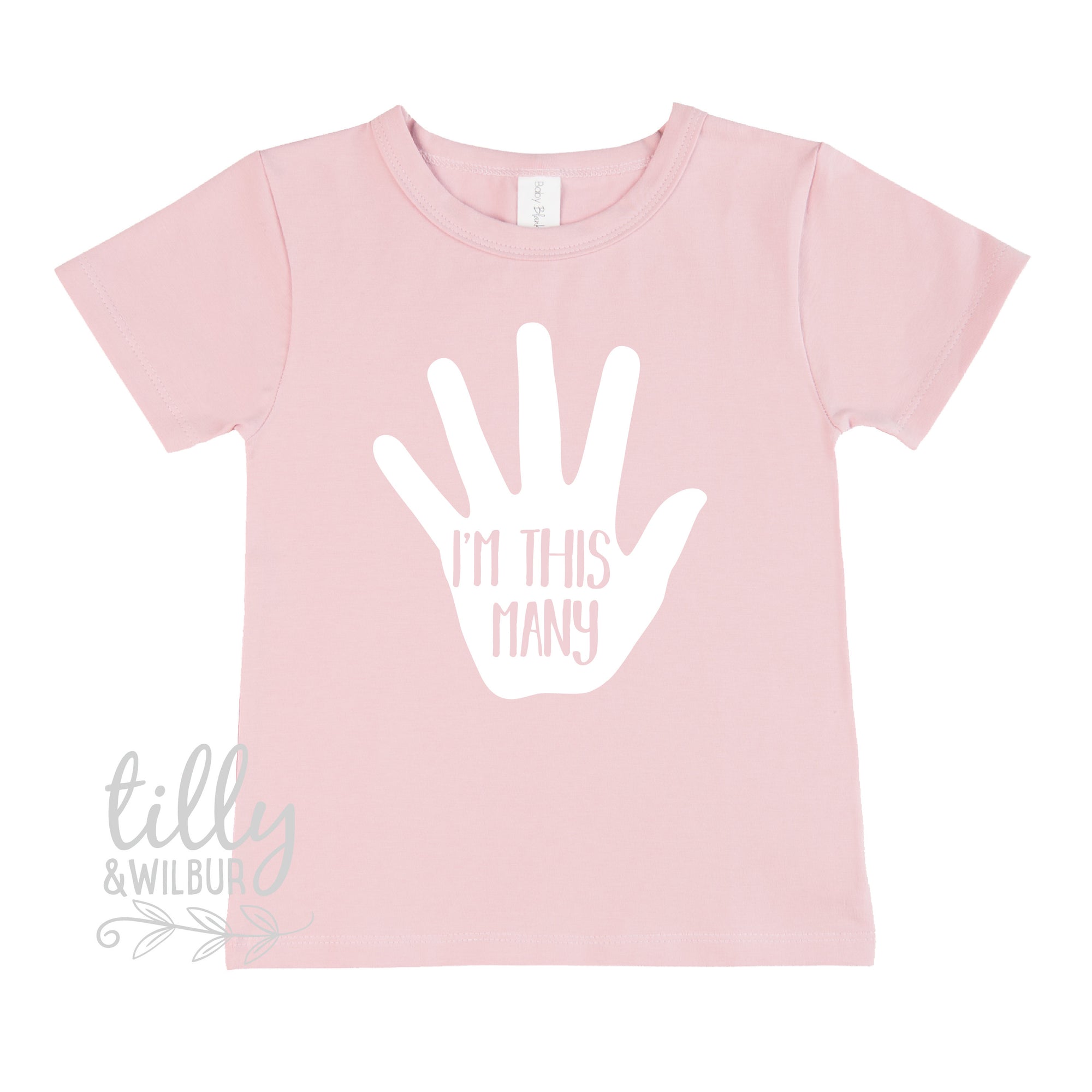 I&#39;m This Many Five Fingers Birthday T-Shirt, 5th Birthday Tee, 5 Year Old Girl Birthday Gift, Girls 5th Birthday, Girls Birthday T-Shirt