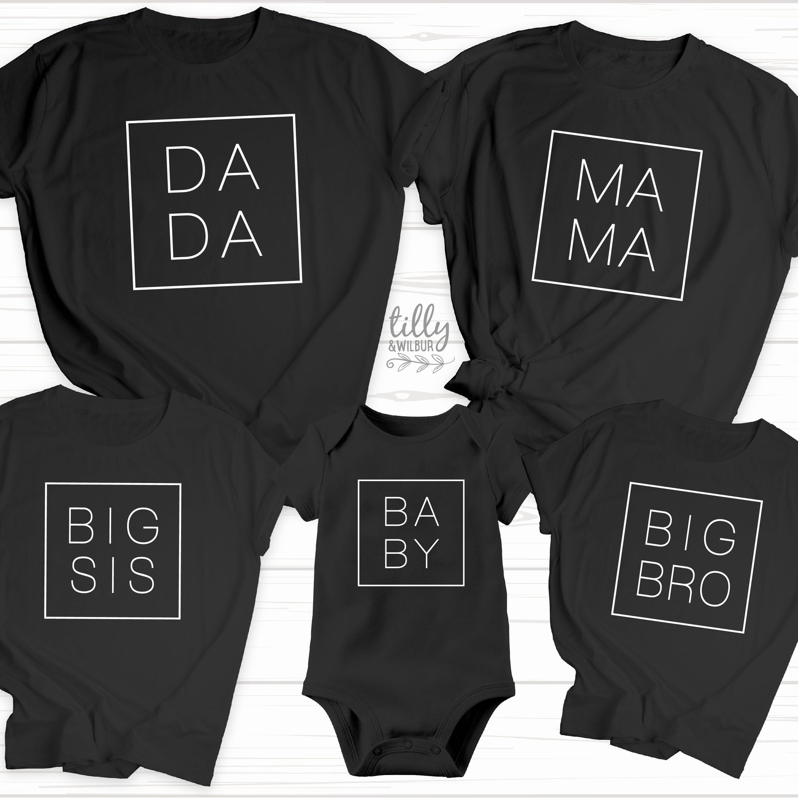 Mama Dada Big Brother Big Sister Baby T-Shirts, Matching Family Shirts, Pregnancy Announcement, Mother's Day, Father's Day, Baby Reveal Gift