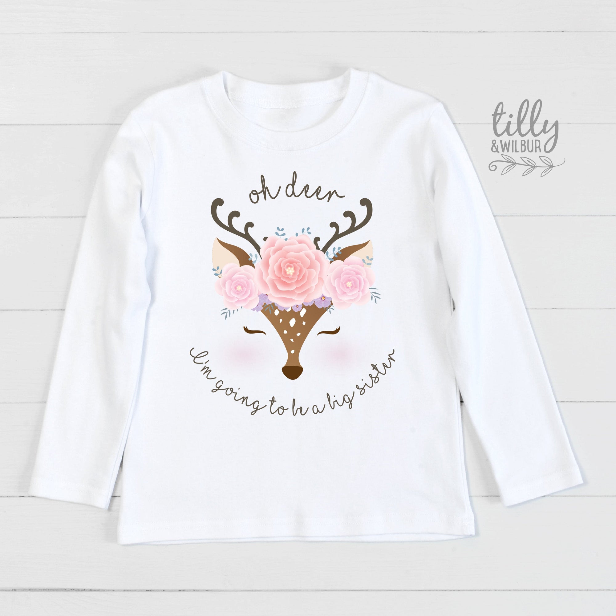 Oh Deer I&#39;m Going To Be A Big Sister T-Shirt For Girls, Pregnancy Announcement Shirt, Pregnancy Announcement, Sister T-Shirt Gift, Deer