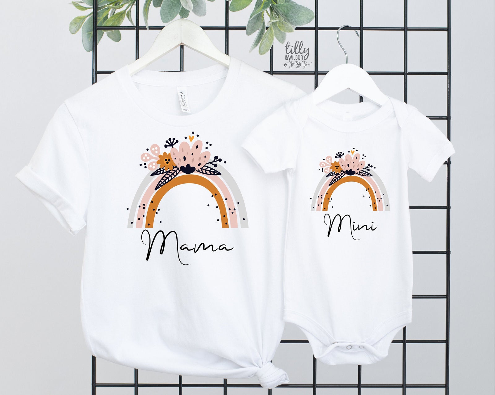Rainbow Mama T-Shirt, Rainbow Mini Onesies®, Mama And Mama&#39;s Mini Matching Outfits, Our First Mother&#39;s Day, Mother And Baby, Mother&#39;s Day